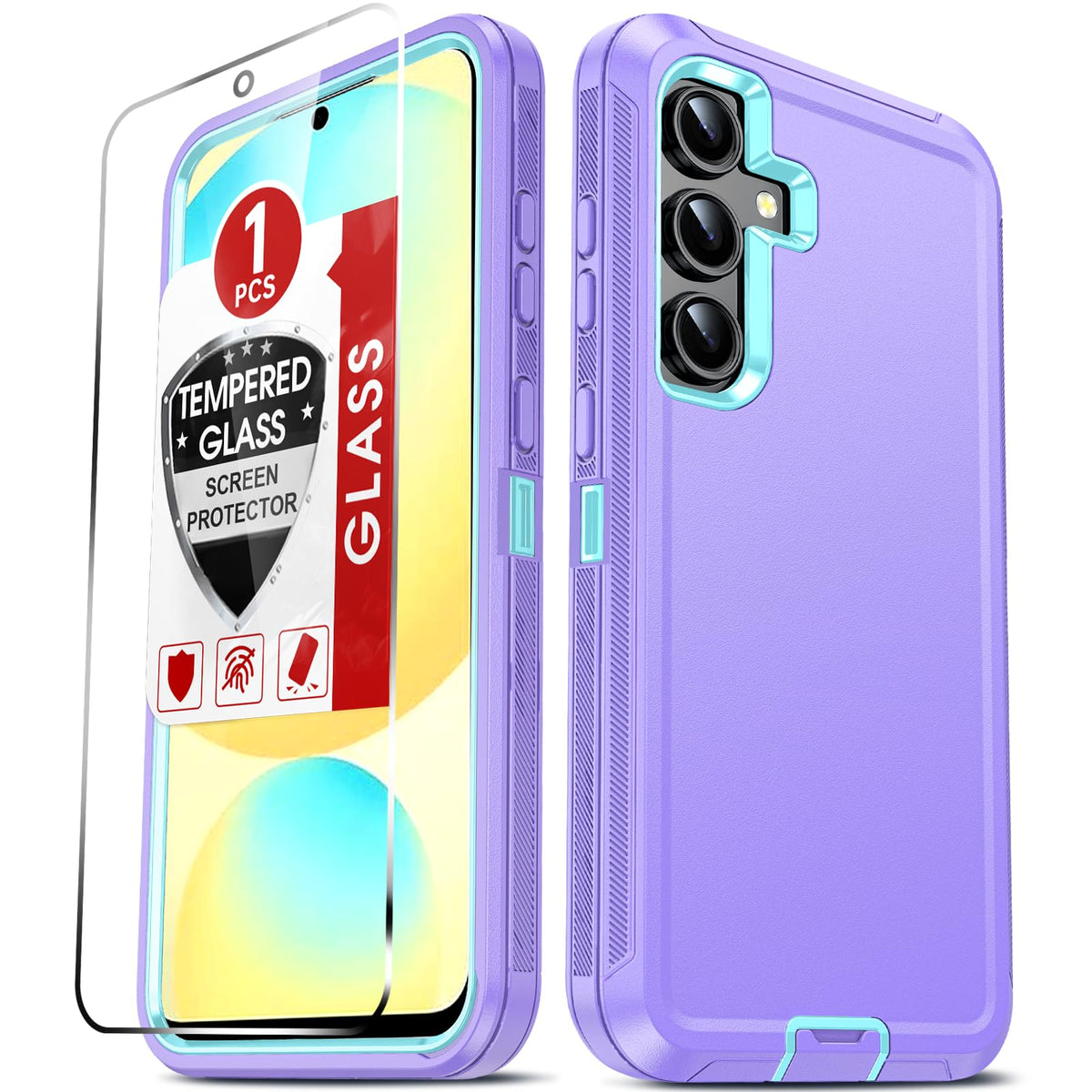 Leyi Compatible For Samsung S24 Fe Case: Samsung Galaxy S24 Fe Phone Case With S 24 Fe Tempered Glass Screen Protector, 3 In 1 2