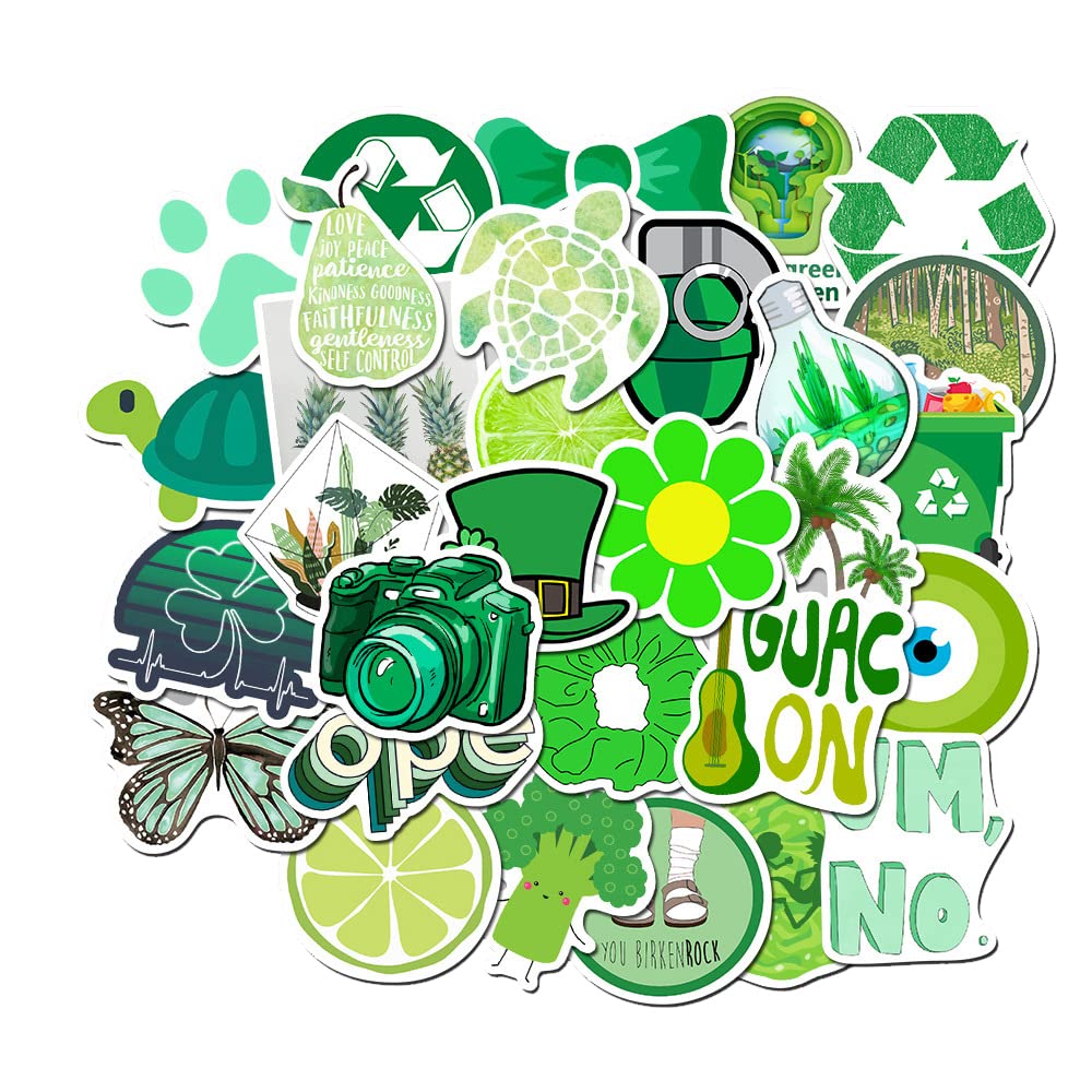 Girl'S Colorful Aesthetic Stickers Waterproof Cute Stickers 50 Pcs Water Bottle Laptop Phone Stickers For Teens Kids (Green)