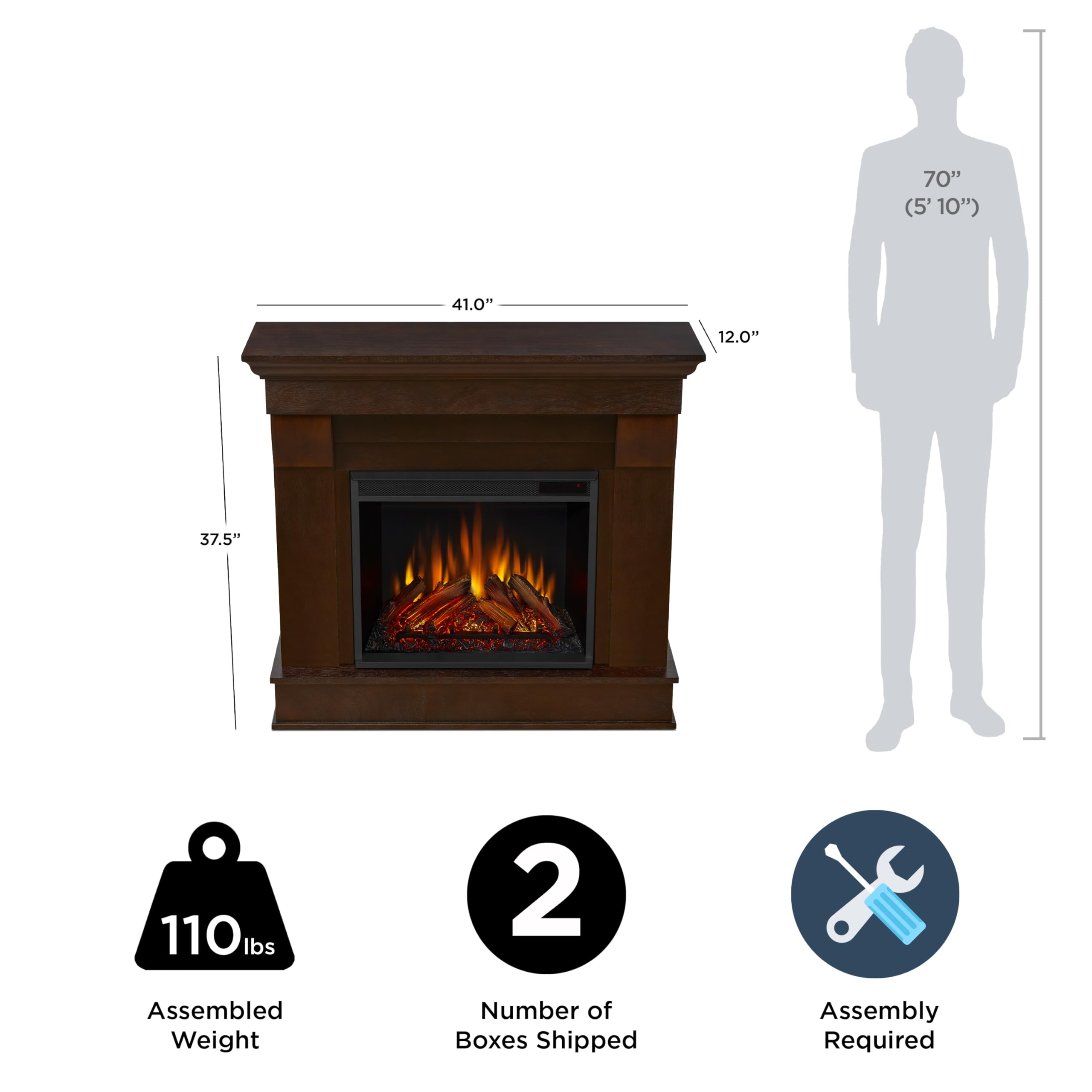 Real Flame 5910E Dw Chateau Fireplace, Small, Dark Walnut