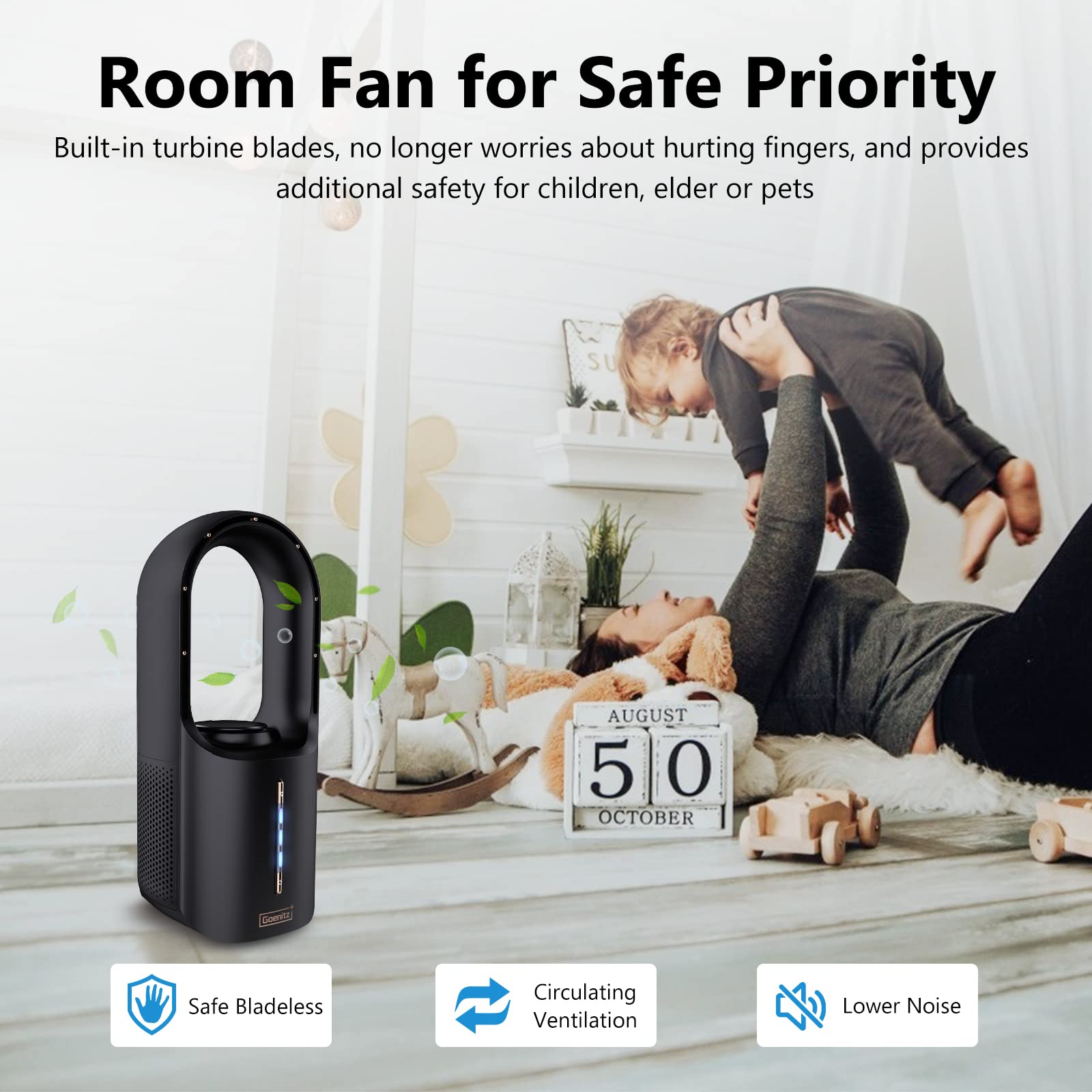 Conbola Desk Fan Portable, Aromatherapy Function, Battery Operated Lasting 17 Hours,11.8 Inch Tower Fan With 3Speeds, Quiet Cool