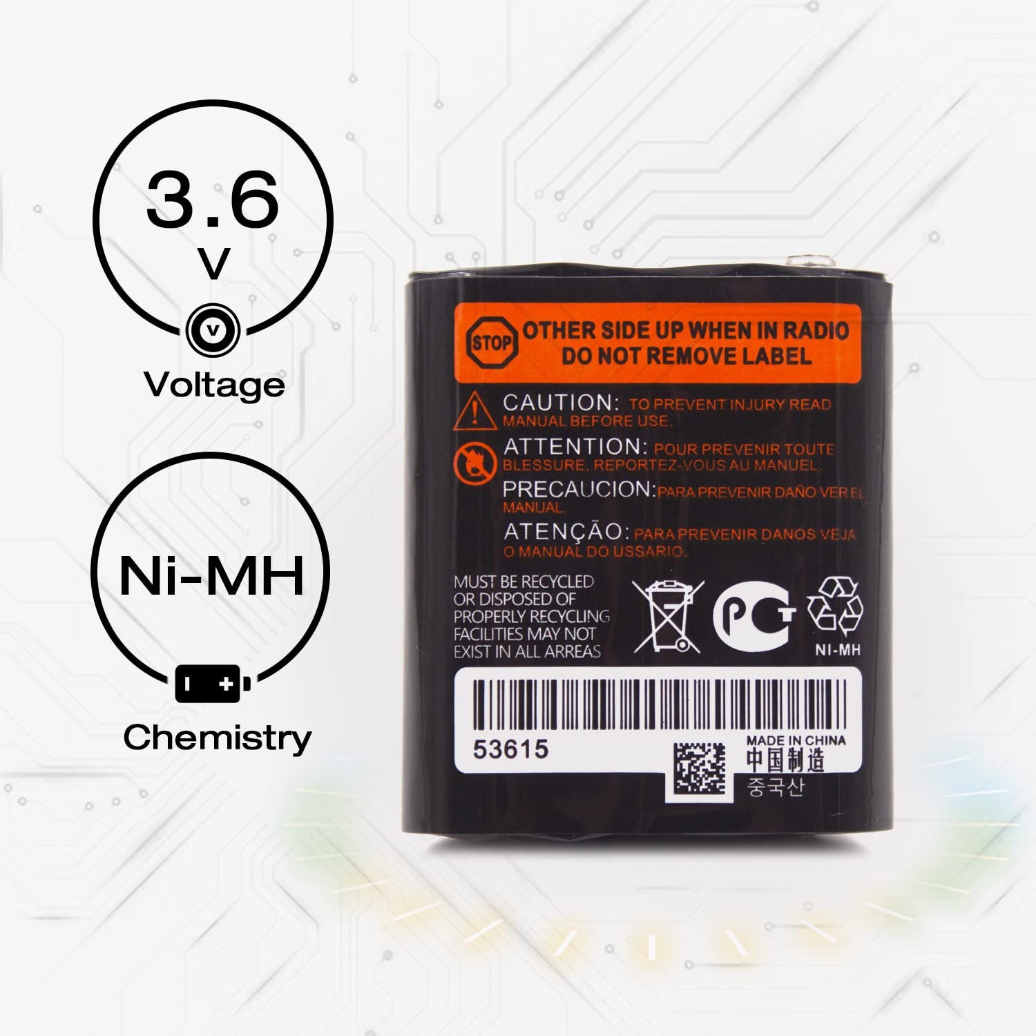 Elxjar (5 Pack) 3.6V 1000Mah Rechargeable Batteries For Motorola 53615 M53615 Kebt 071A Kebt 071 B Kebt 071 C Kebt 071 D Talkabout 5950 T4800 T4900 T5000 T5800 T9500R Two Way Radio