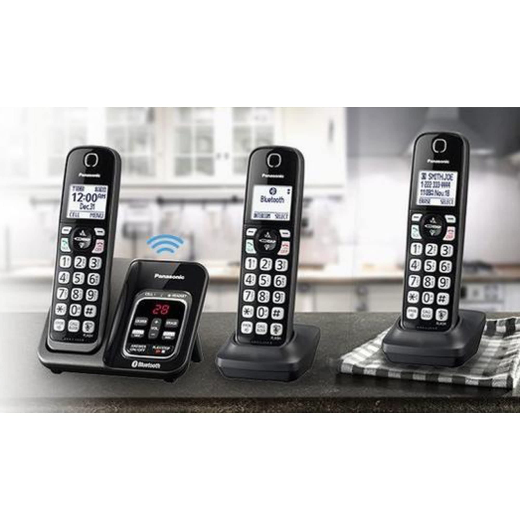 Panasonic Expandable Cordless Phone System With Link2Cell Bluetooth, Voice Assistant, Answering Machine And Call Blocking   3 Co