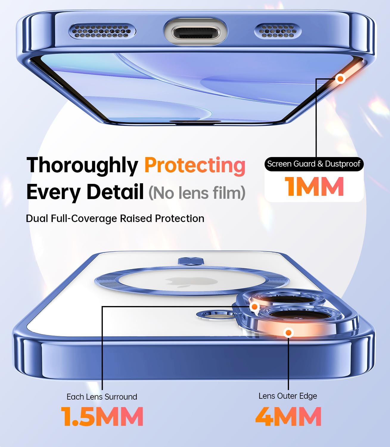 Meifigno Designed For Iphone 16 Plus Case 6.7'', [Glitter Card & Wrist Strap] [Compatible With Magsafe] Full Lens Protection Des