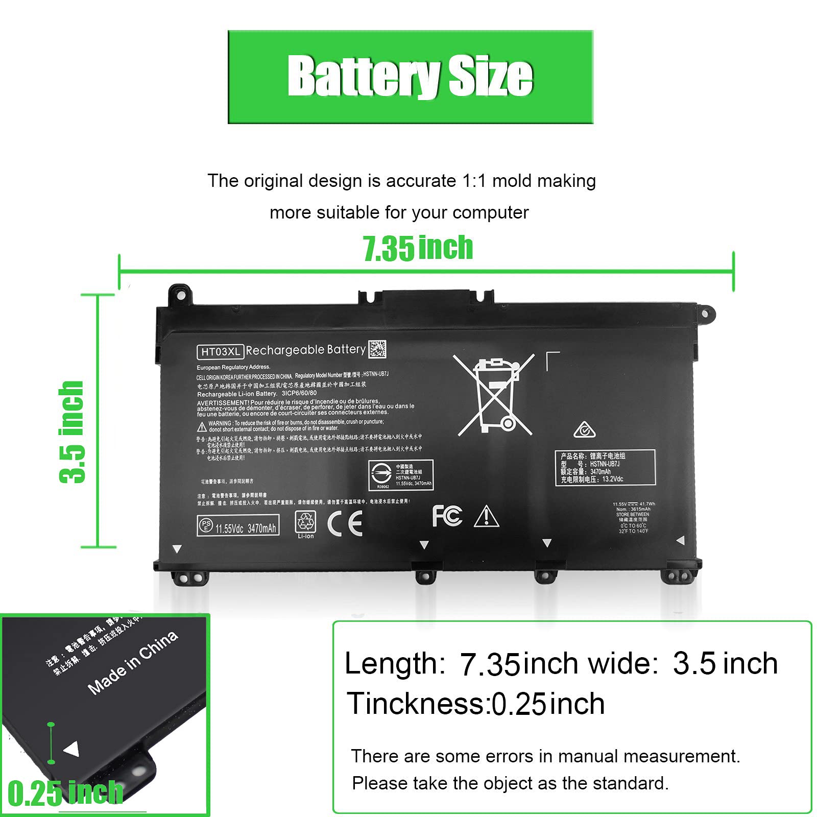Ht03Xl Battery For Hp Pavilion 15 Cs 15 Da 15 Db 17 Ca 17 By 15 Cs0053Cl 15 Cs1063Cl 15 Da012Dx 15 Da1005Dx 15 Db0011Dx 17 Ca001