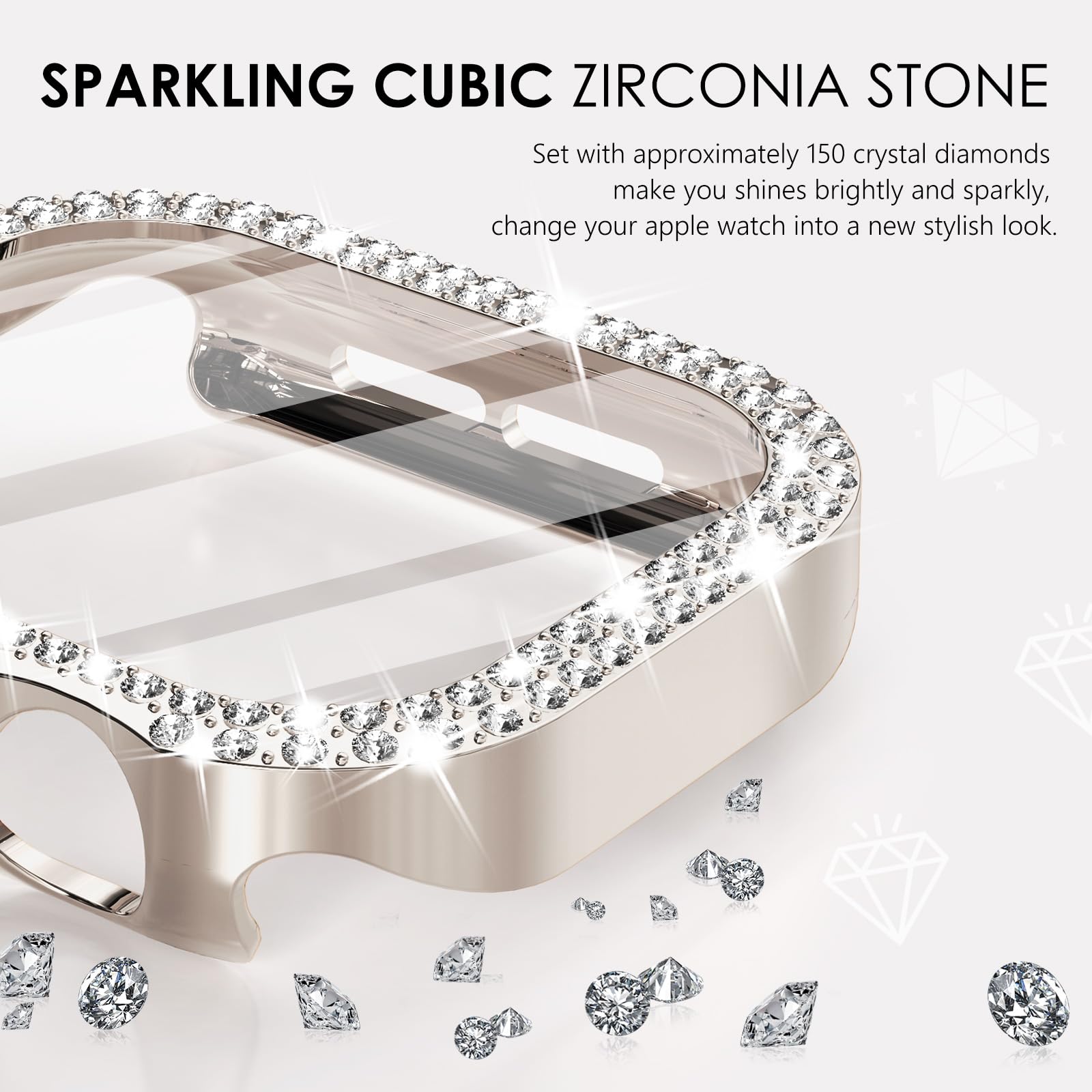 Surace Bling Apple Watch Case With Screen Protector Compatible With Apple Watch Series 10 46Mm, Crystal Diamond Overall Protecti
