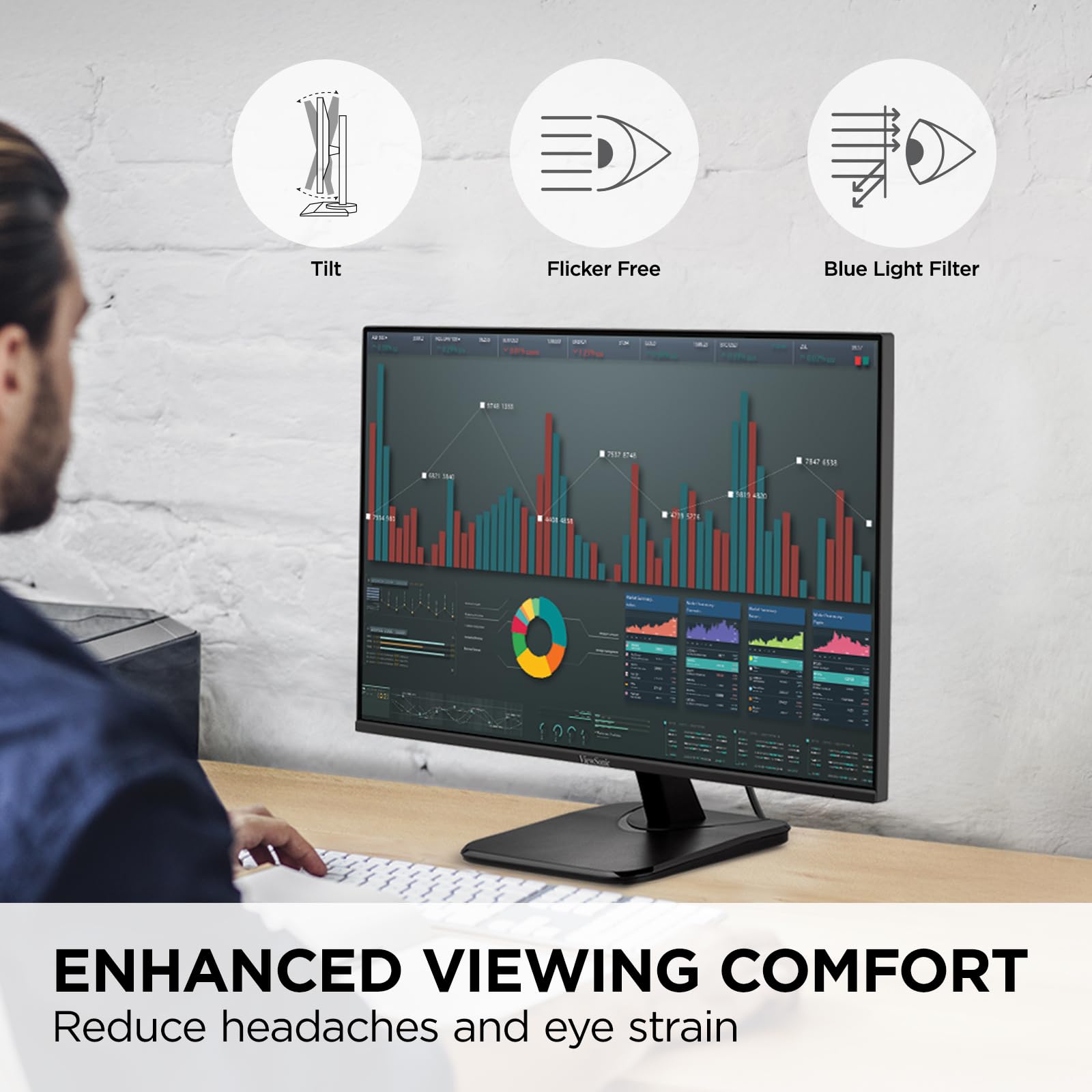 Viewsonic Va2756A Mhd 27 Inch Ips 1080P Monitor With 120Hz, Eye Care, Hdmi, Displayport, And Vga Inputs For Home And Office