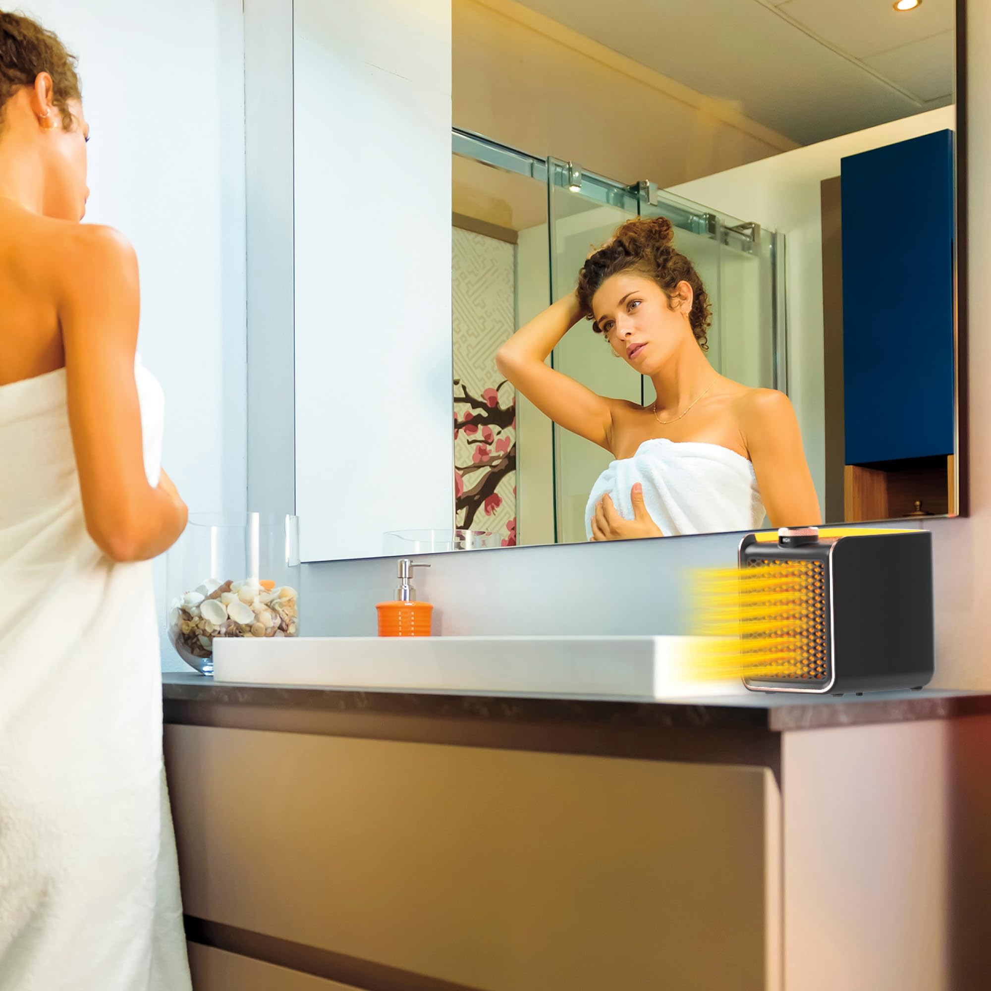 Handy Heater Instant Heat   Copper Infused Ceramic Technology Space Heater, 1200 Watts, Portable Heater For Office, Bedroom Or A