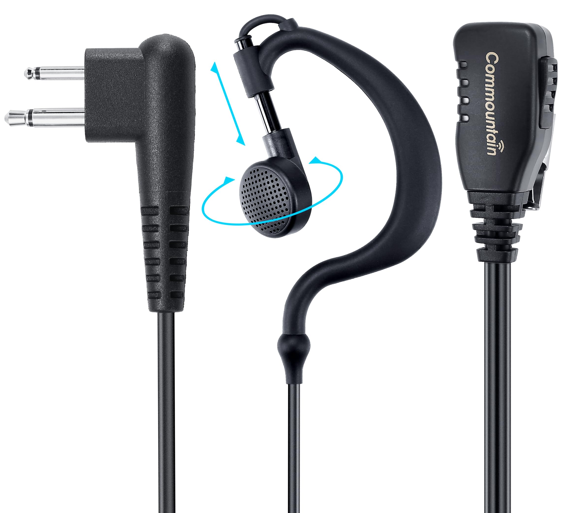 Commountain Cp200D Cp100D Earpiece With Ptt/Mic For Motorola Walkie Talkies Radios R2 Cp200 Cp185 Bpr40 Bpr40D Cls1410 Cls1110 Dtr700 Rdu4100 Rdu4160D Rmu2040 Rmu2080D Cls Cp, G Shape Earhook Headset