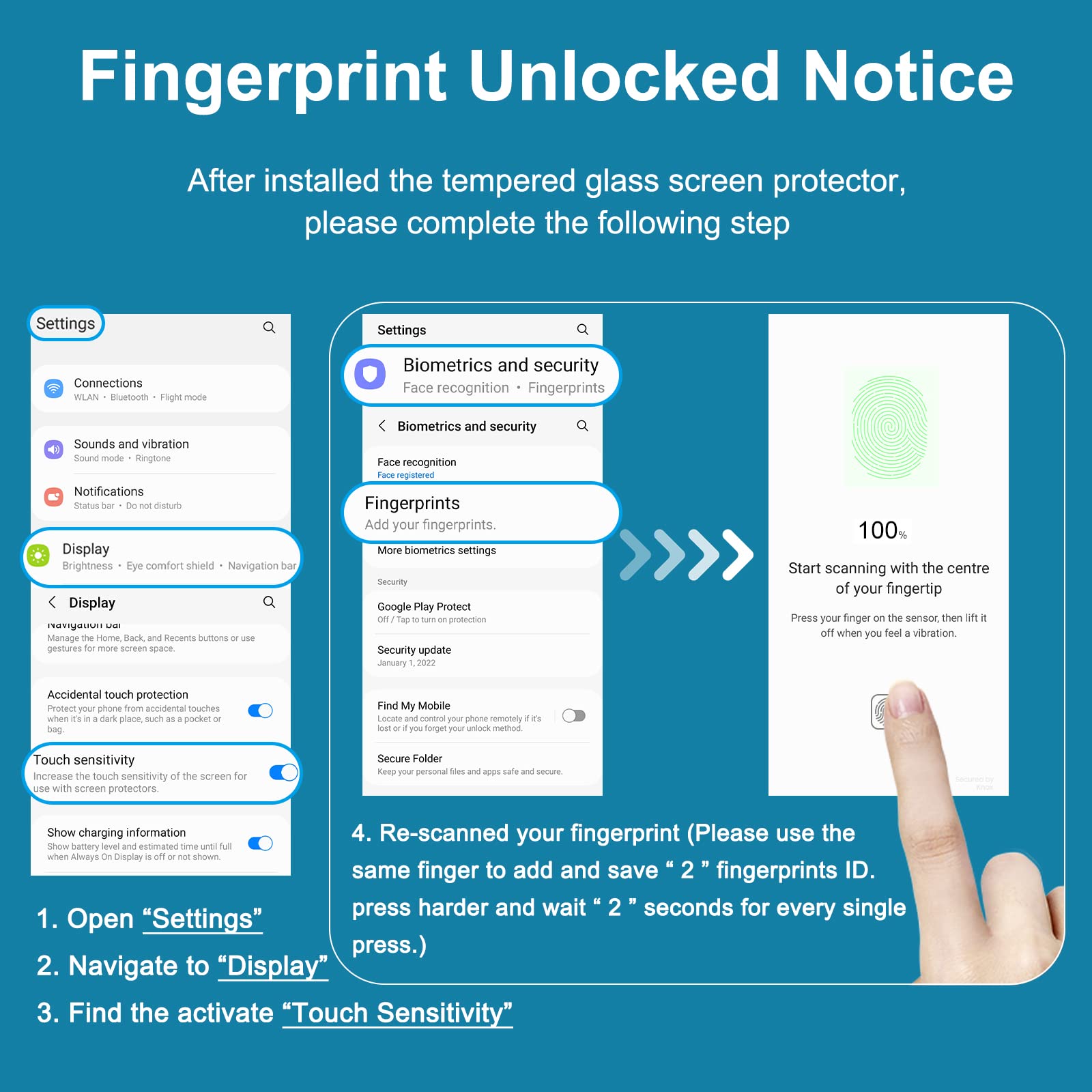 Lywhl [2+2 Pack] For Samsung Galaxy S22 Plus Privacy Screen Protector [Support Fingerprint Id] + Camera Lens Protector, Tempered