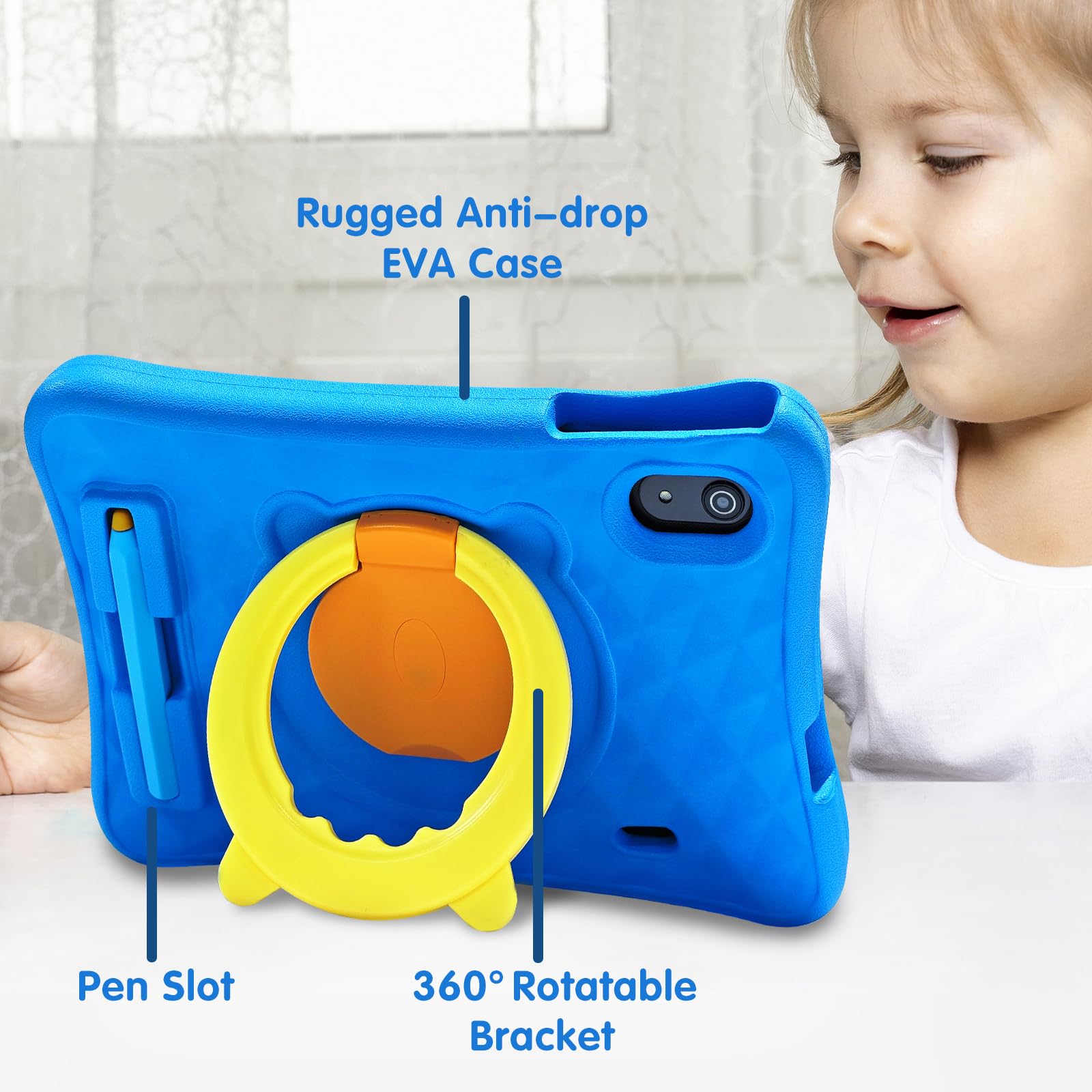 Yyswie Kids Tablet 10 Inch With Stylus Pen&Case, 8 Core 4Gb Ram 64Gb Rom Tablet For Kids, Kidoz Pre Installed Toddlers Tablet, 7