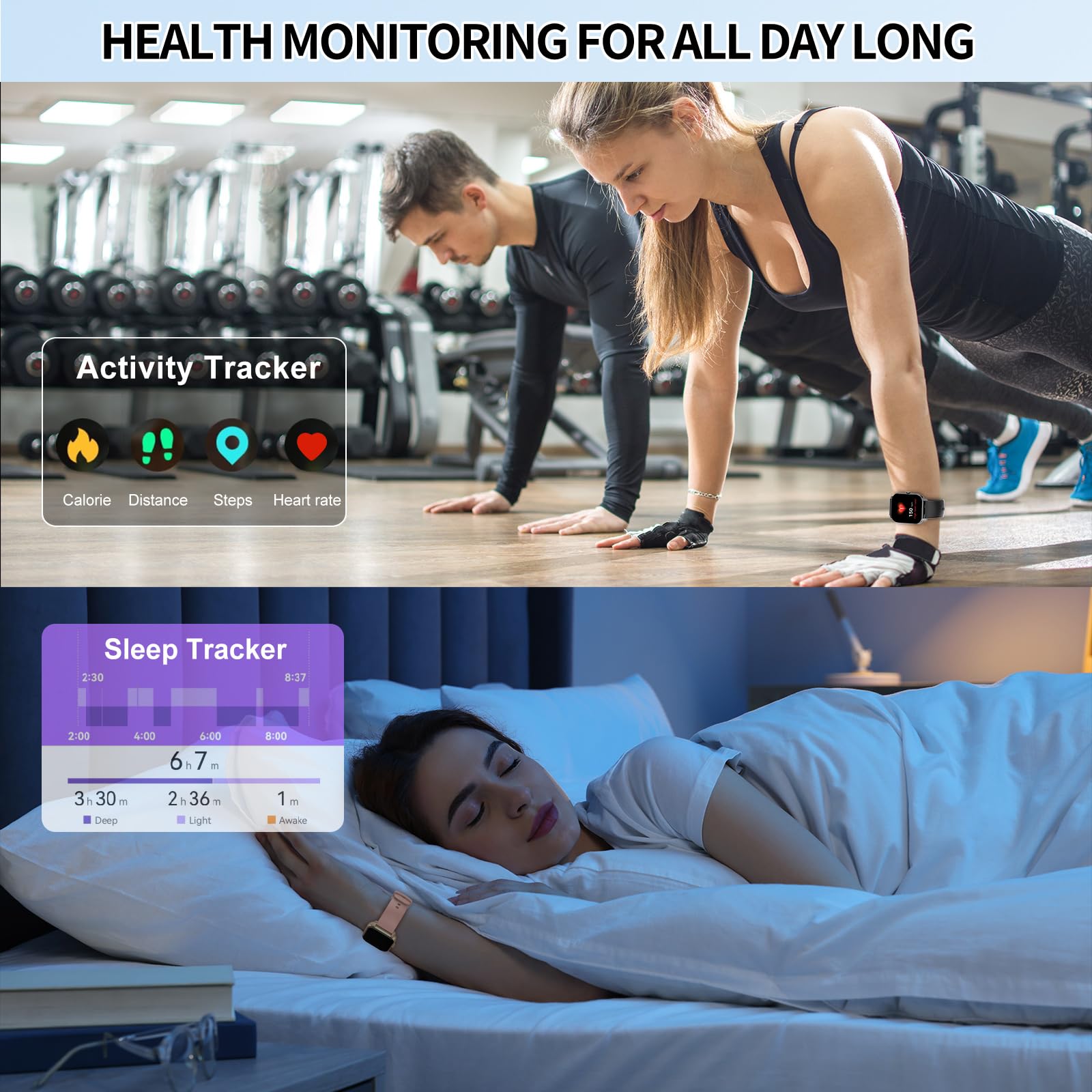 Smart Fitness Watch For Men Women(Answer/Make Calls), Hd Touch Screen With Heart Rate Sleep Monitor, Sports Modes, Ip68 Waterpro