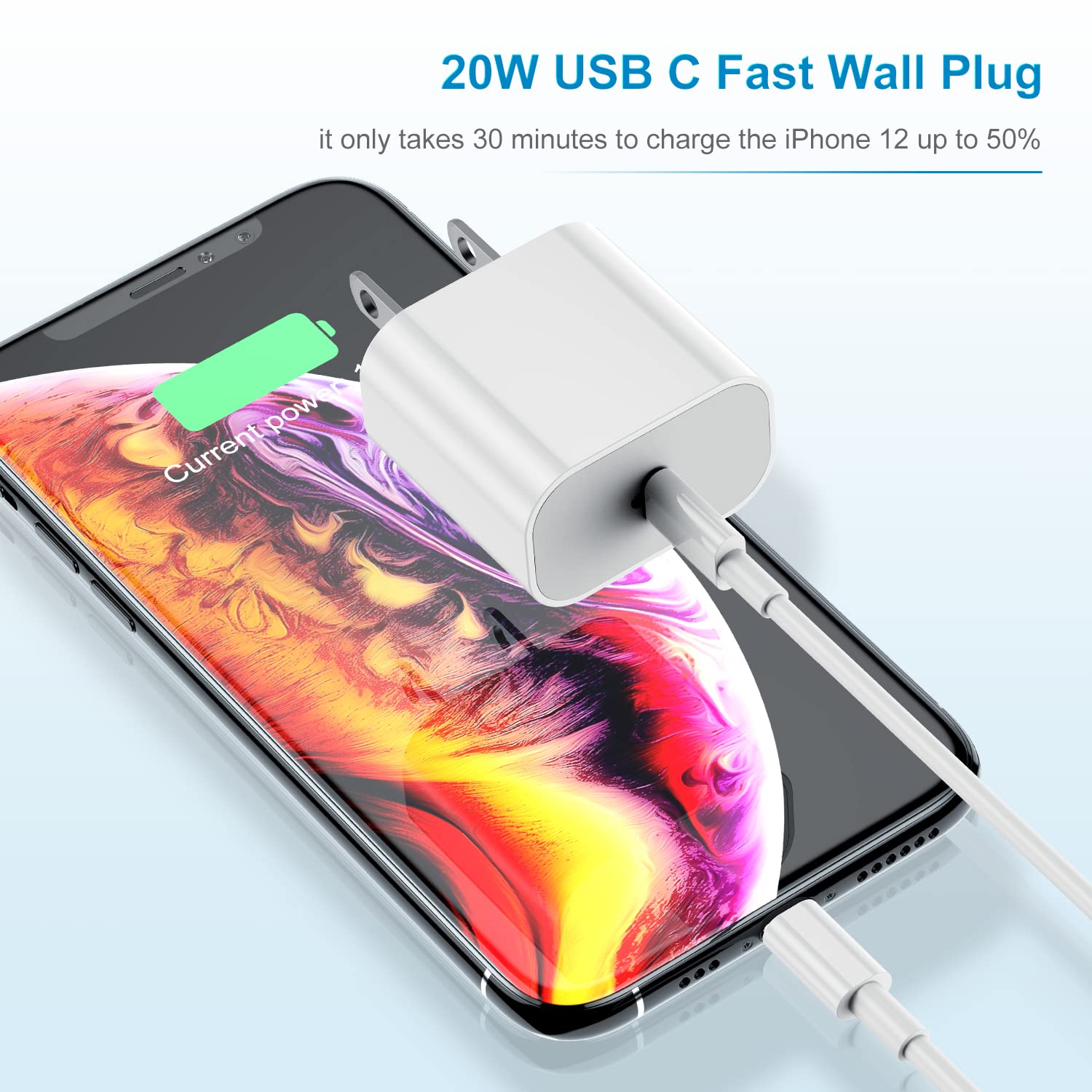 Iphone Charger Fast Charging 6Ft Cord?Apple Certified? Usb C To Lightning Cable With 20W Fast Charger Block For Iphone 14 Pro Max/13 Plus/12 Mini/11/Ipad Pro/Air(2 Pack)