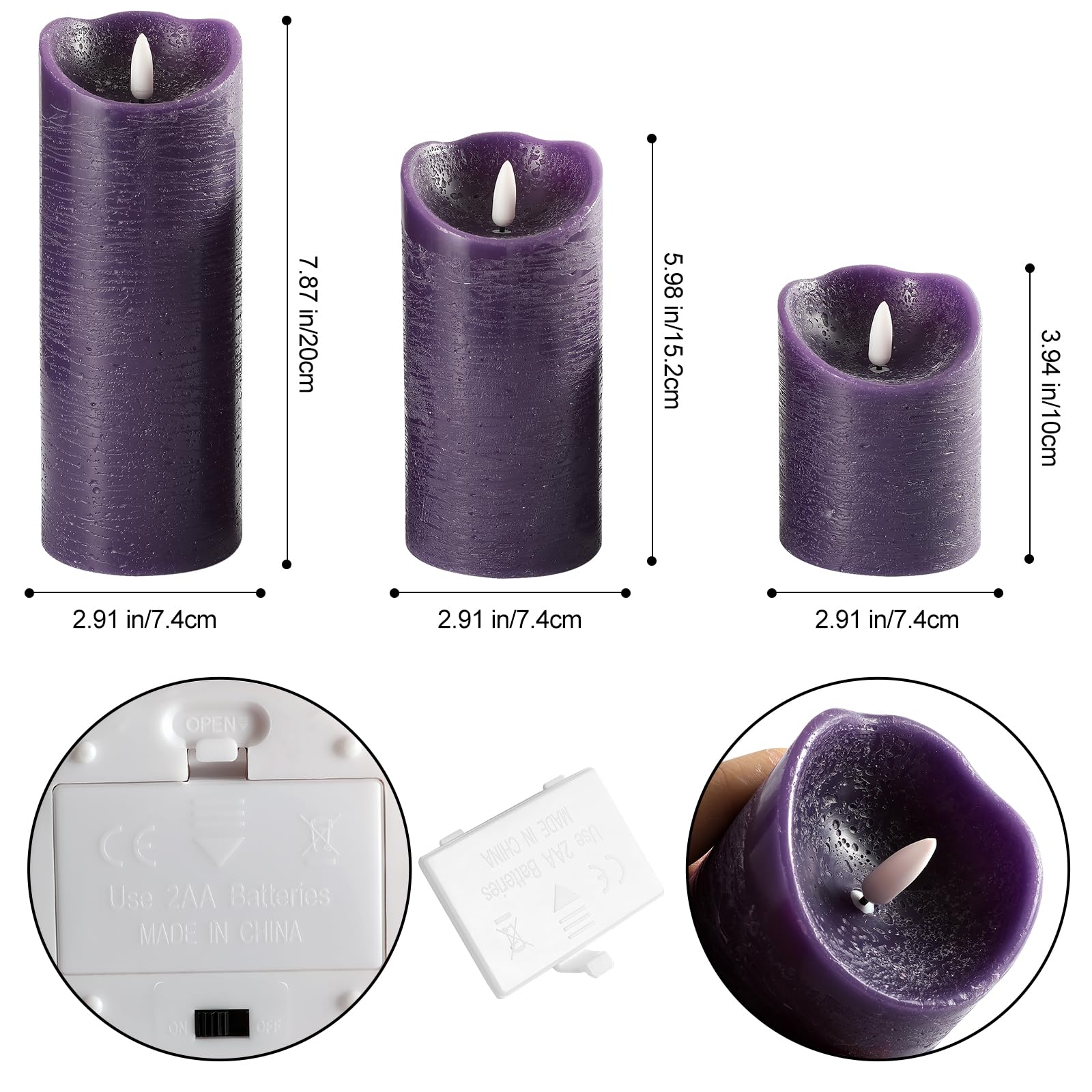 Glowiu Flameless Candles With Remote Led Candles Set Of 3, Battery Operated Candles For Party Home Wedding Holiday Birthday Deco