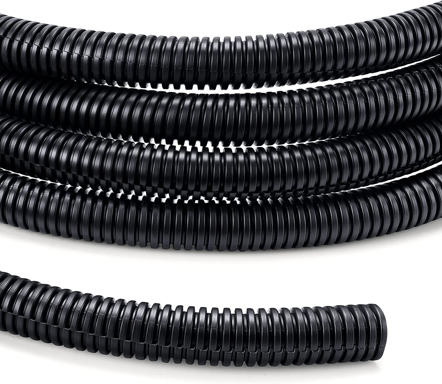 Yclyc 1/4 Inch 10Ft Wire Loom, Black Split Loom, Outdoor Cord Protector, Flexible Wire Conduit Automotive, Wire Protector Tubing