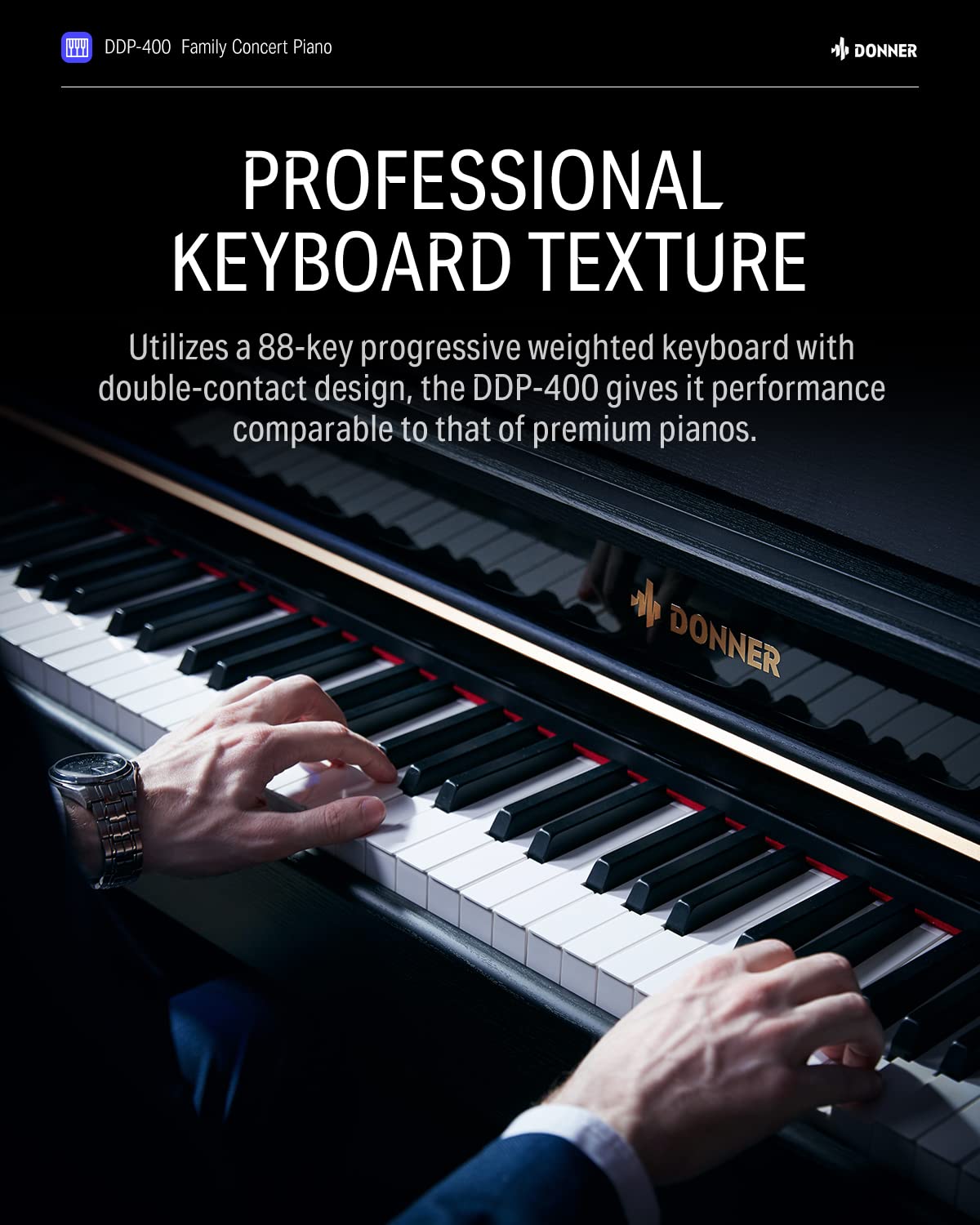 Digital Piano, Donner 88 Key Piano Weighted Keyboard, Premium Upright Keyboard Piano For Beginner Professional, Home Piano Full