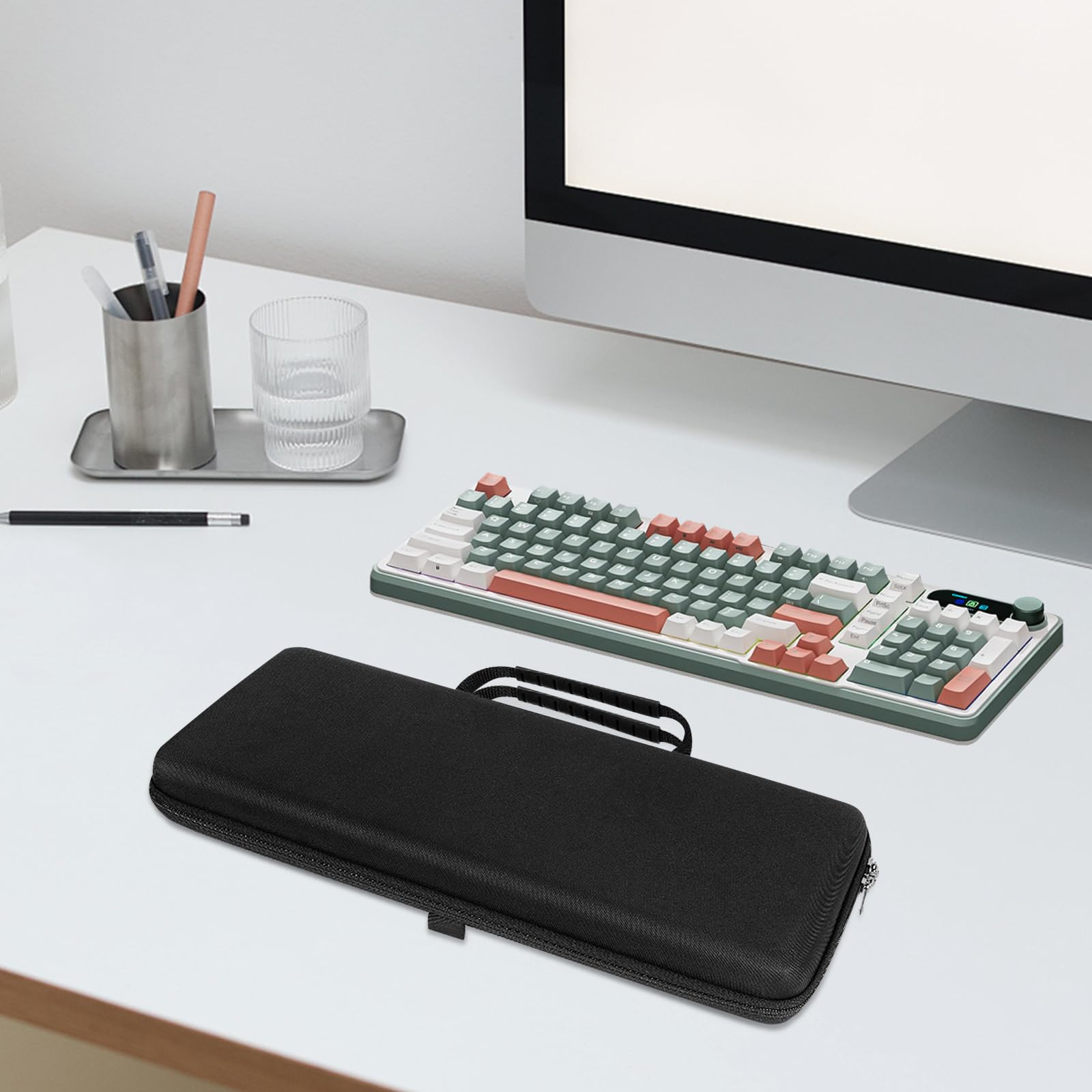 Linkidea Hard Travel Case For Compact 90%-96% Keyboard, Computer 100 Key Wireless/Wired Keyboard Carrying Protective Storage Box