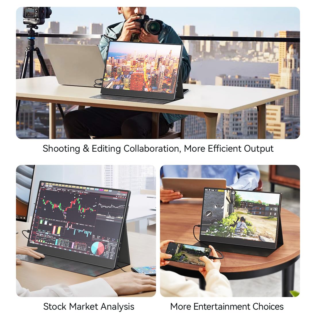 Ayy Portable Monitor For Laptop 15 Inch,Fhd 1080P Usb C Travel Monitor External Ips Hdmi For Computer, Second Display Screen Ext