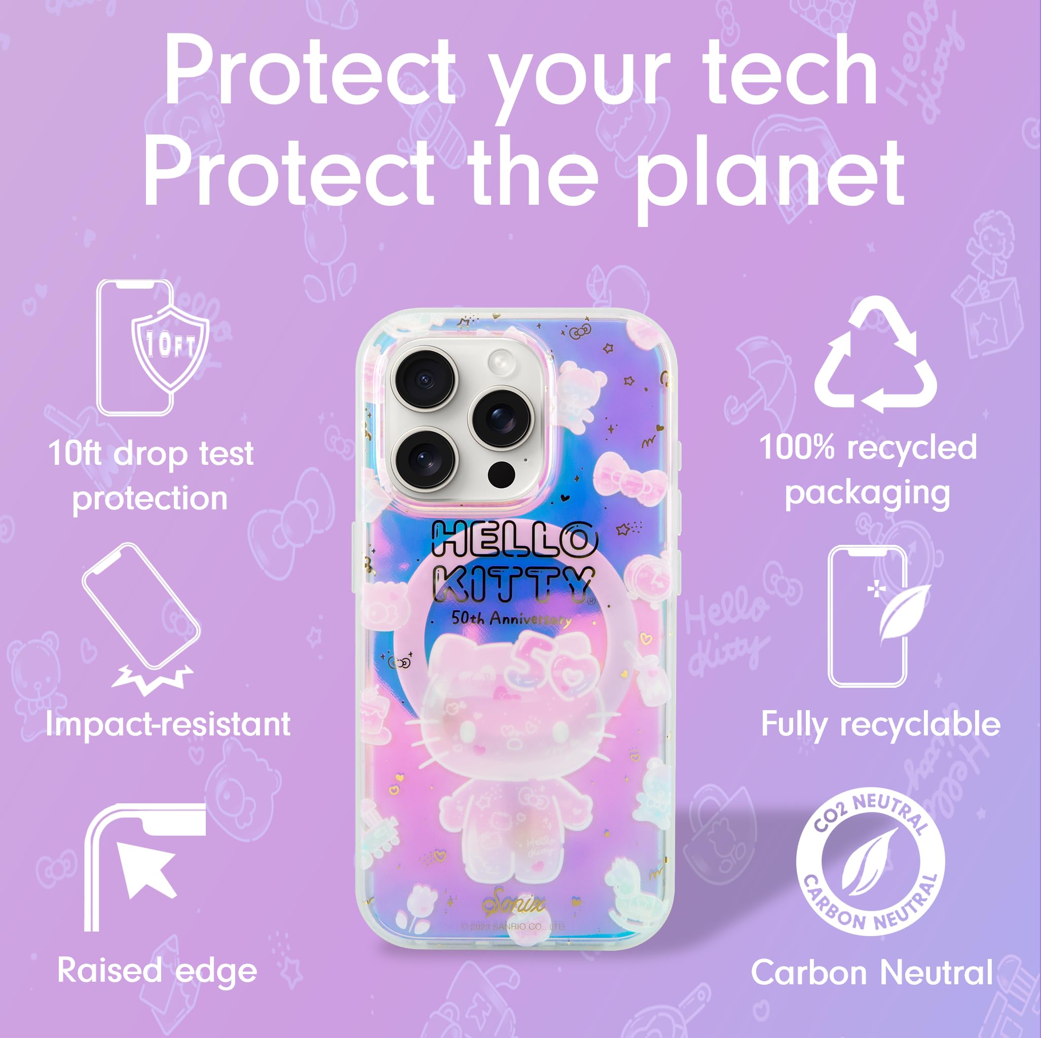 Sonix X Sanrio Phone Case For Iphone 15 Pro | Compatible With Magsafe | 10Ft Drop Tested | Hello Kitty 50Th Anniversary