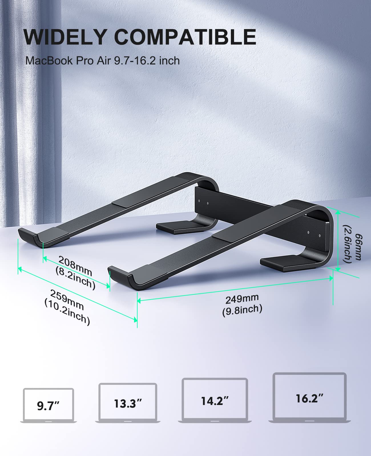 Soqool Laptop Stand For Desk, Ergonomic Detachable Laptop Riser, Aluminum Macbook Stand, Compatible With 12 17'' All Laptops Suc