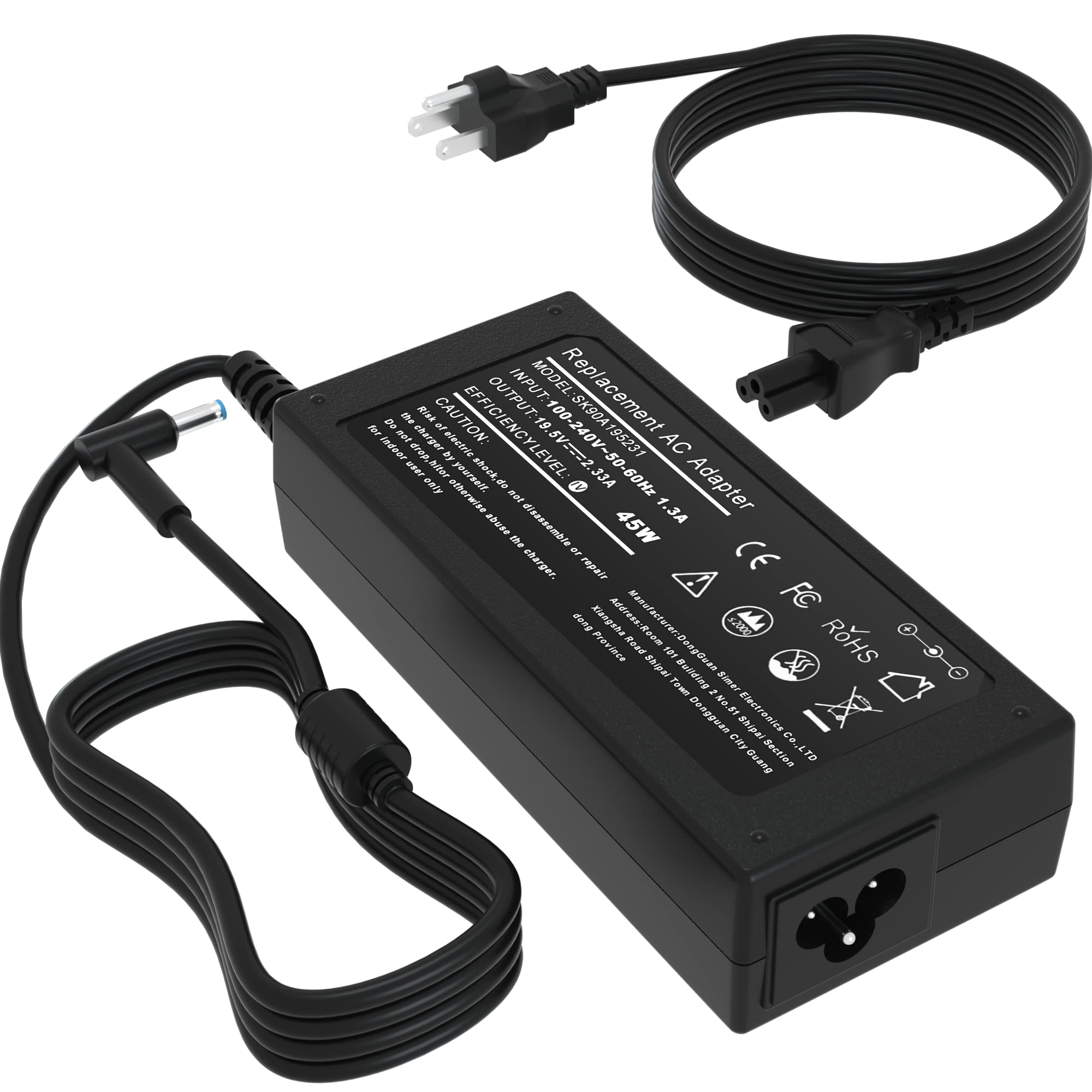 Laptop Charger 45W Power Cord: Replacement For Hp 14' 15' 15.6' 17' Portable Students And Business Laptop Model 741727 001 Ac Adapter   45W 19.5V 2.31A For Hp Pavilion/Stream Computer Power Supply