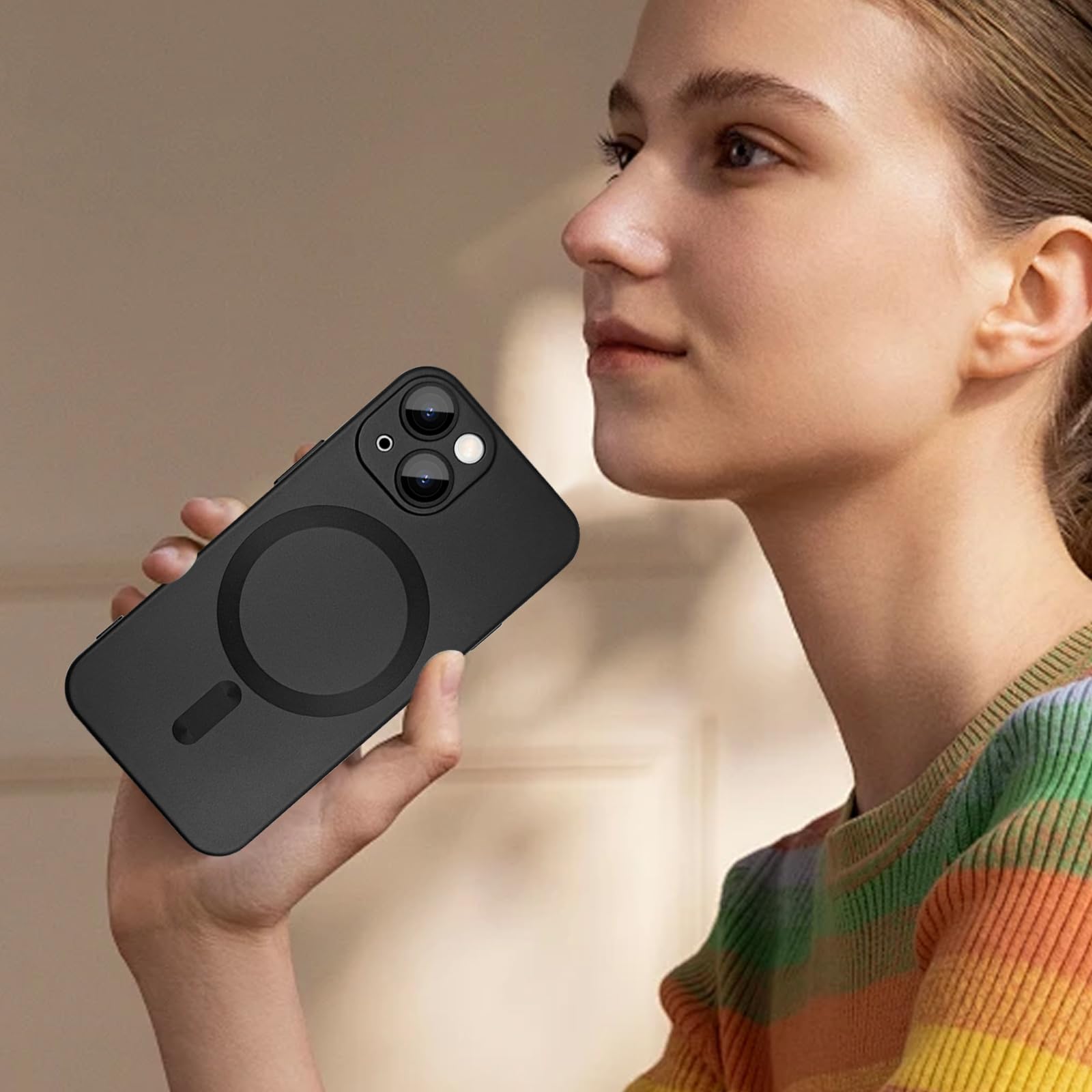 Ankofave Magnetic Case For Iphone 14 Plus Phone Case For Women, Shockproof Matte Luxury Soft Metallic Luster Design With Camera