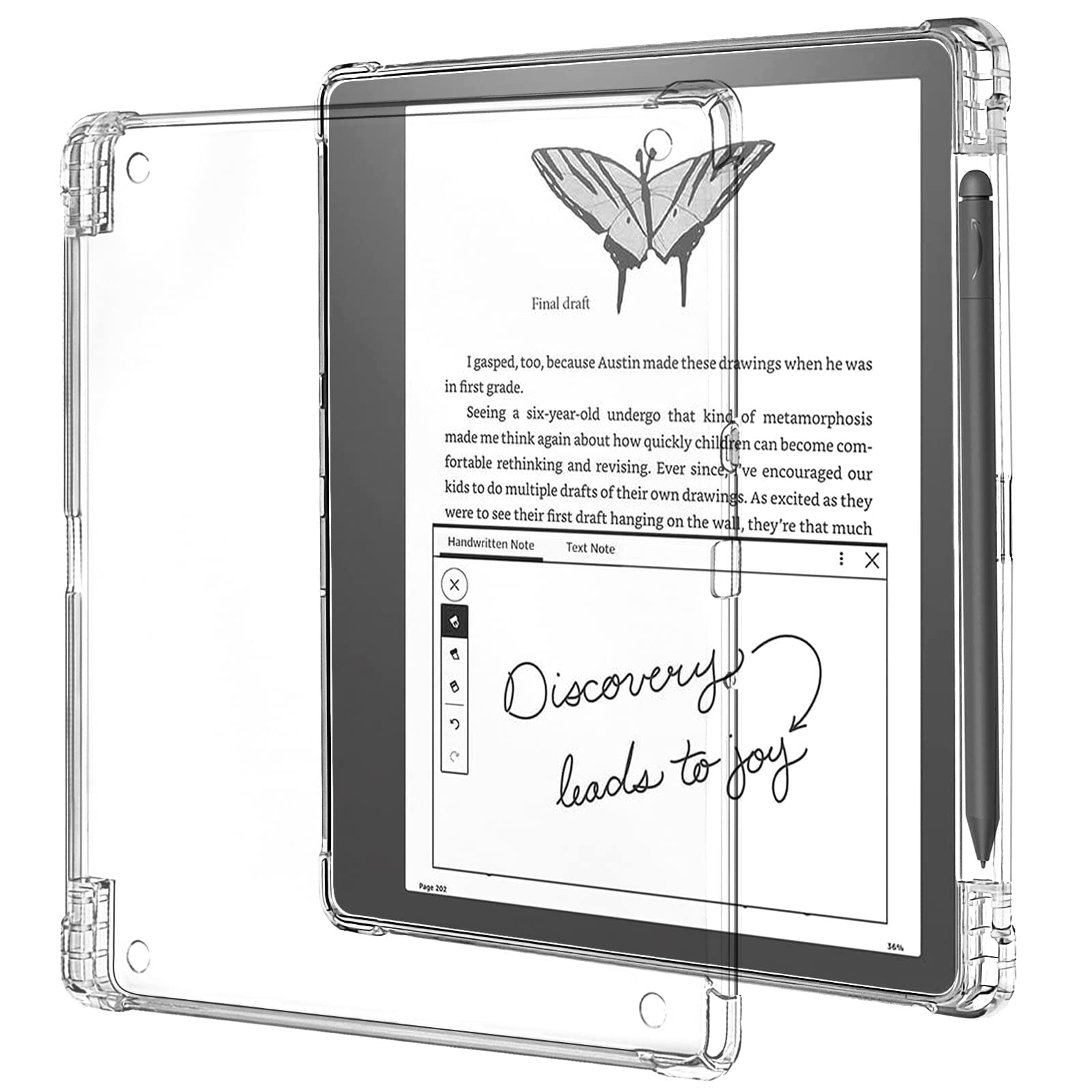 Walnew Clear Case For 10.2 Inch Kindle Scribe With Pen Holder, C4A6T4 Soft Transparent Tpu Cover With Enhanced Corners For 10.2 