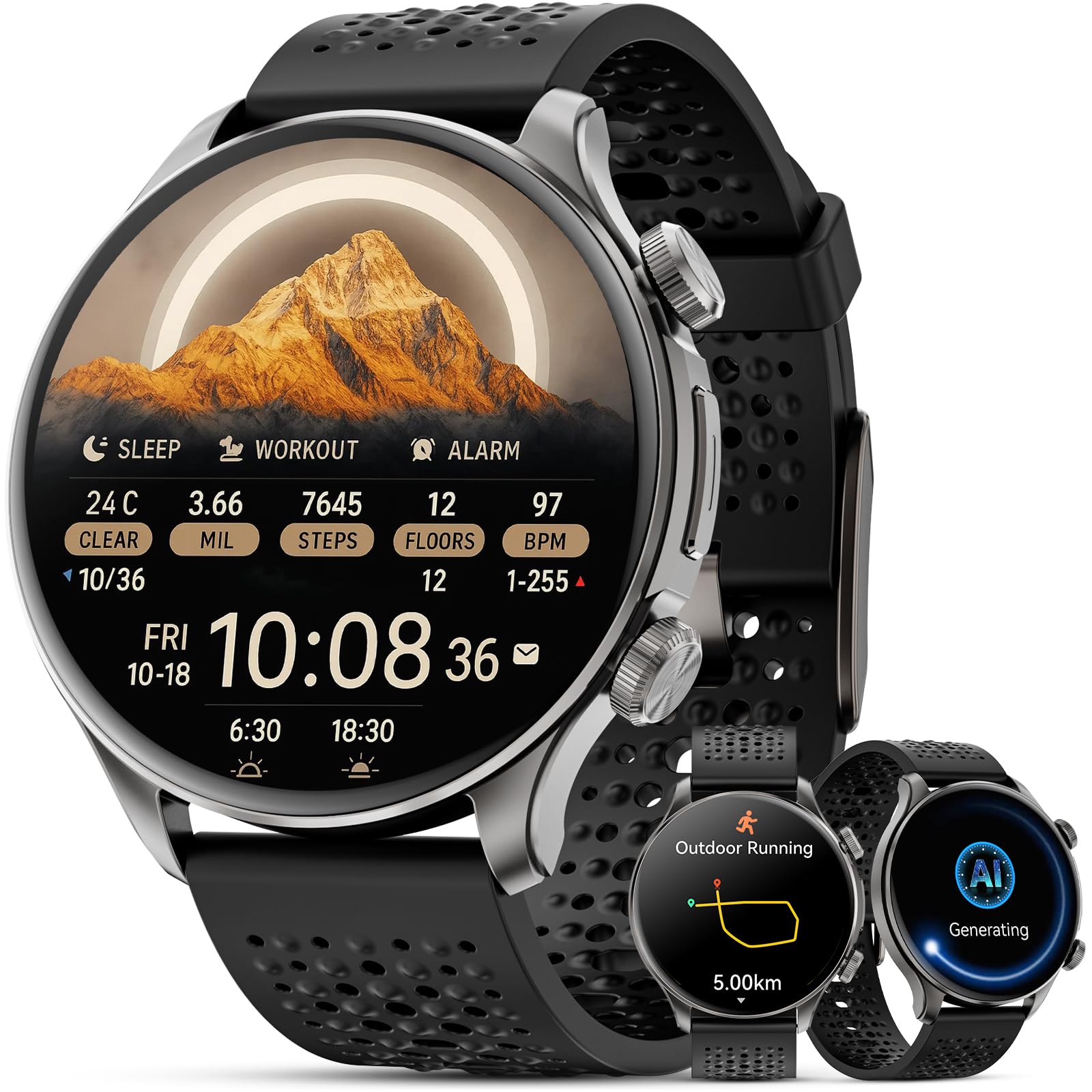 Gps Smart Watches For Men (Answer/Make Call), 1.60 '' Amoled Display Smartwatch, 170+ Sports Modes Fitness Tracker Watch With Co
