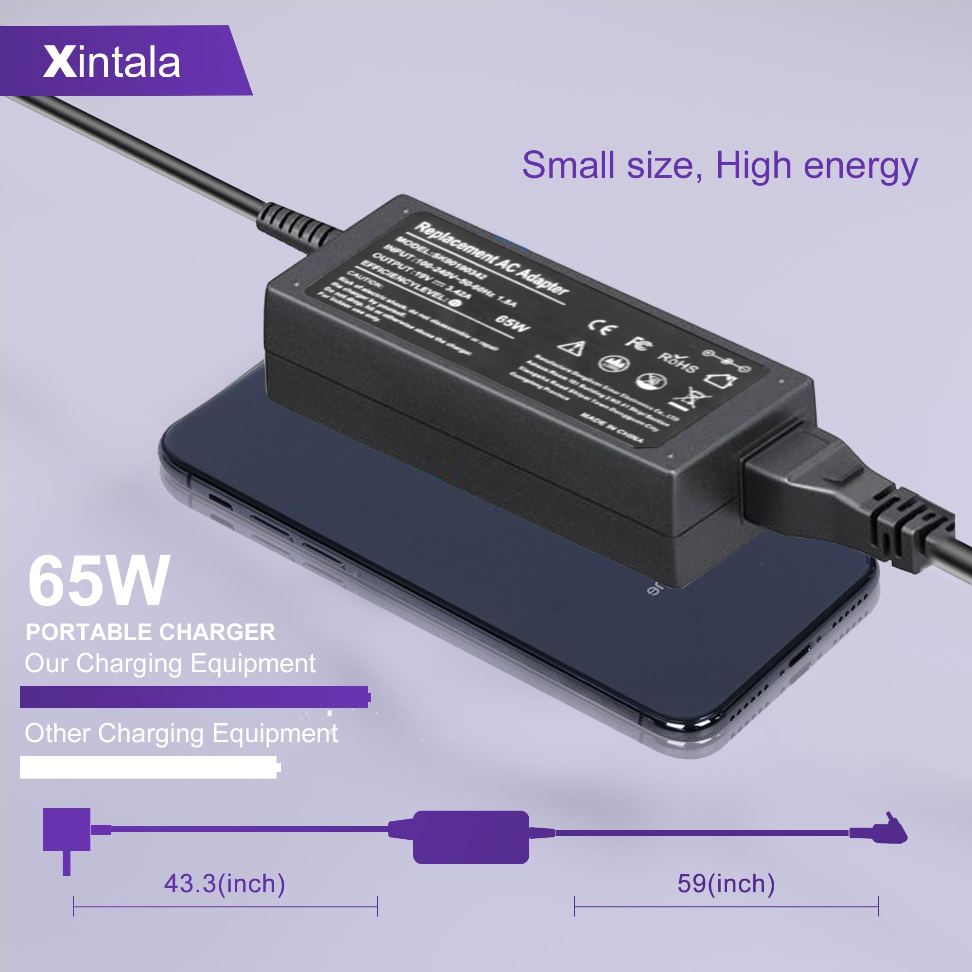 65W Acer Laptop Charger, Fit For Acer Aspire 5 A515 44 A515 46 A515 54 A515 55 A515 56 A517 52, Acer Chromebook R11 Cb3 Cb5 C740