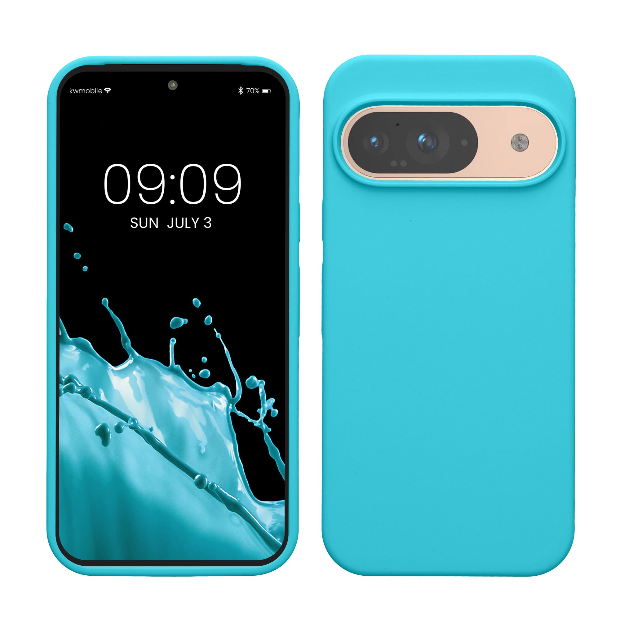 kwmobile Case Compatible with Google Pixel 9 / Pixel 9 Pro Case - TPU Silicone Phone Cover with Soft Finish - Cool Glacier