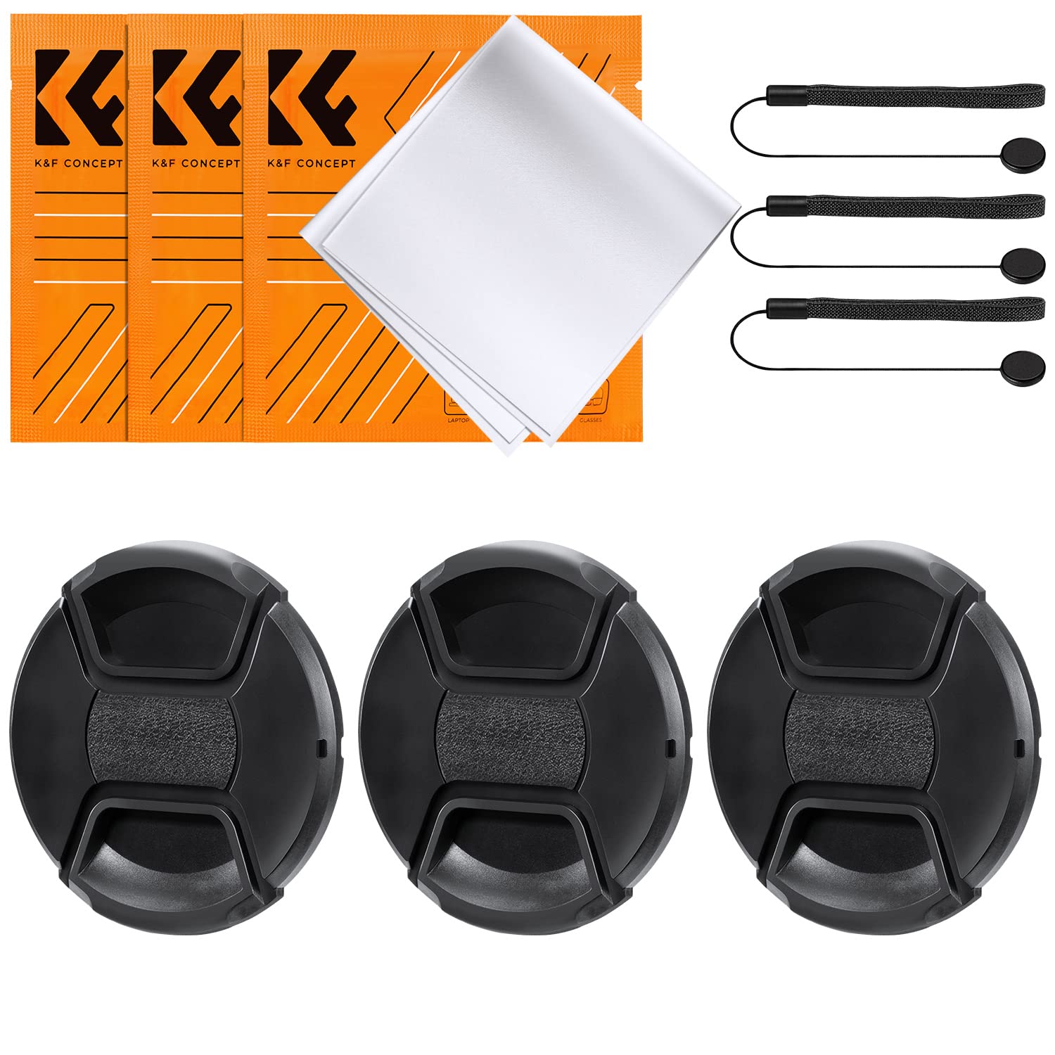 K&F Concept 95Mm Lens Cap, 9 In 1 Center Pinch Lens Cover + Anti Loss Keeper Leash + Microfiber Cleaning Cloth Kits Compatible W