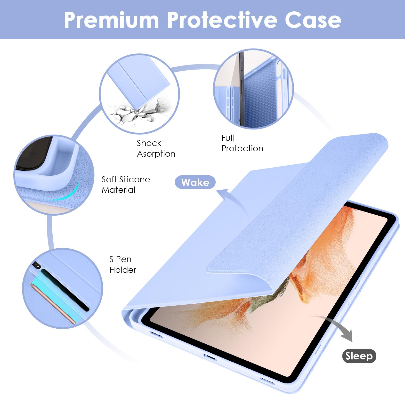 Lama Backlit Keyboard Case For Samsung Galaxy 12.4 Inch S9 Fe Plus/S9 Plus/S8 Plus/S7 Fe/S7 Plus, S9+ Case With Keyboard & S Pen