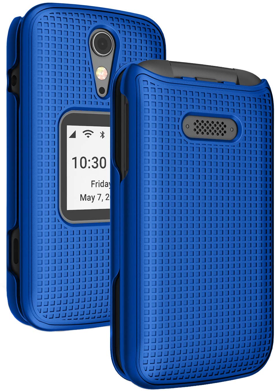 Nakedcellphone Case For Jitterbug Flip2, [Cobalt Blue] Protective Snap-On Hard Shell Cover [Grid Texture] For Jitterbug Flip 2 P