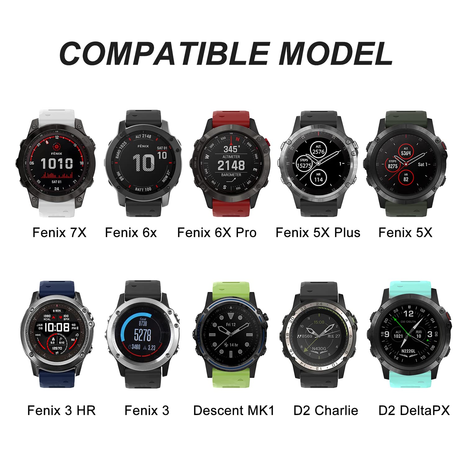 Overstep Compatible With Fenix 6X Watch Band 26Mm Quickfit Silicone Strap For Garmin Fenix 7X/Fenix 6X Pro/Fenix 5X/Fenix 5X Plu