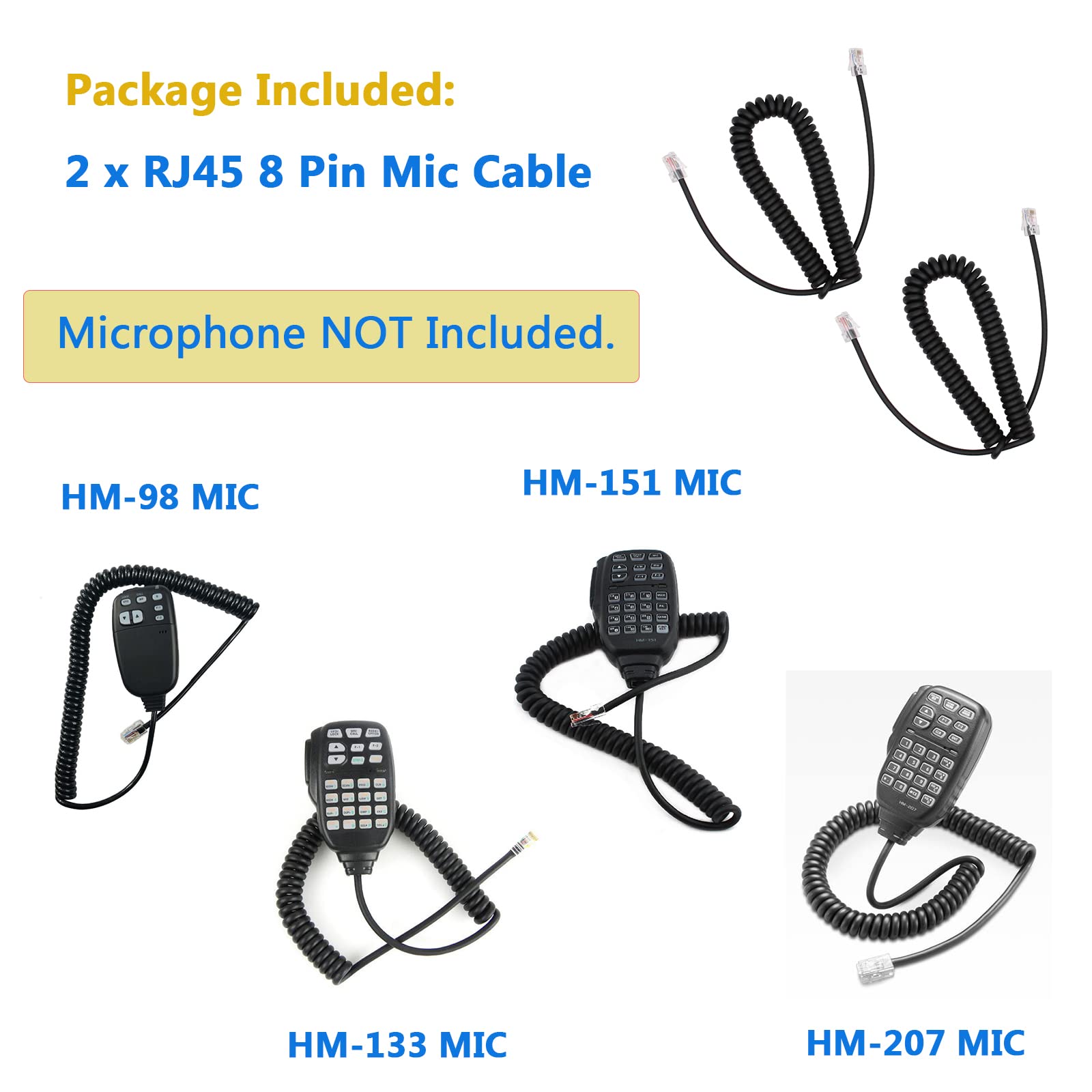 Aimtobest Hm 133 Rj45 8 Pin Microphone Mic Cable Cord For Icom Hm 151 Hm 133V Hm 133S Hm 98 Hm 207 Ic 2300H Ic V8000 Id 5100A Id
