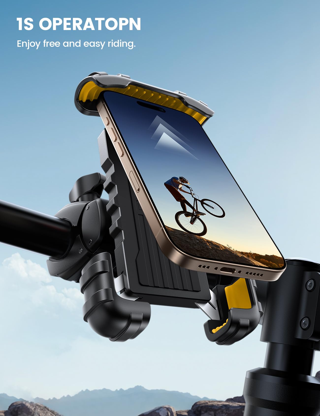 Lamicall Bike Phone Holder Mount   Motorcycle Handlebar Phone Mount Clamp, One Hand Operation Atv Scooter Phone Clip For Iphone