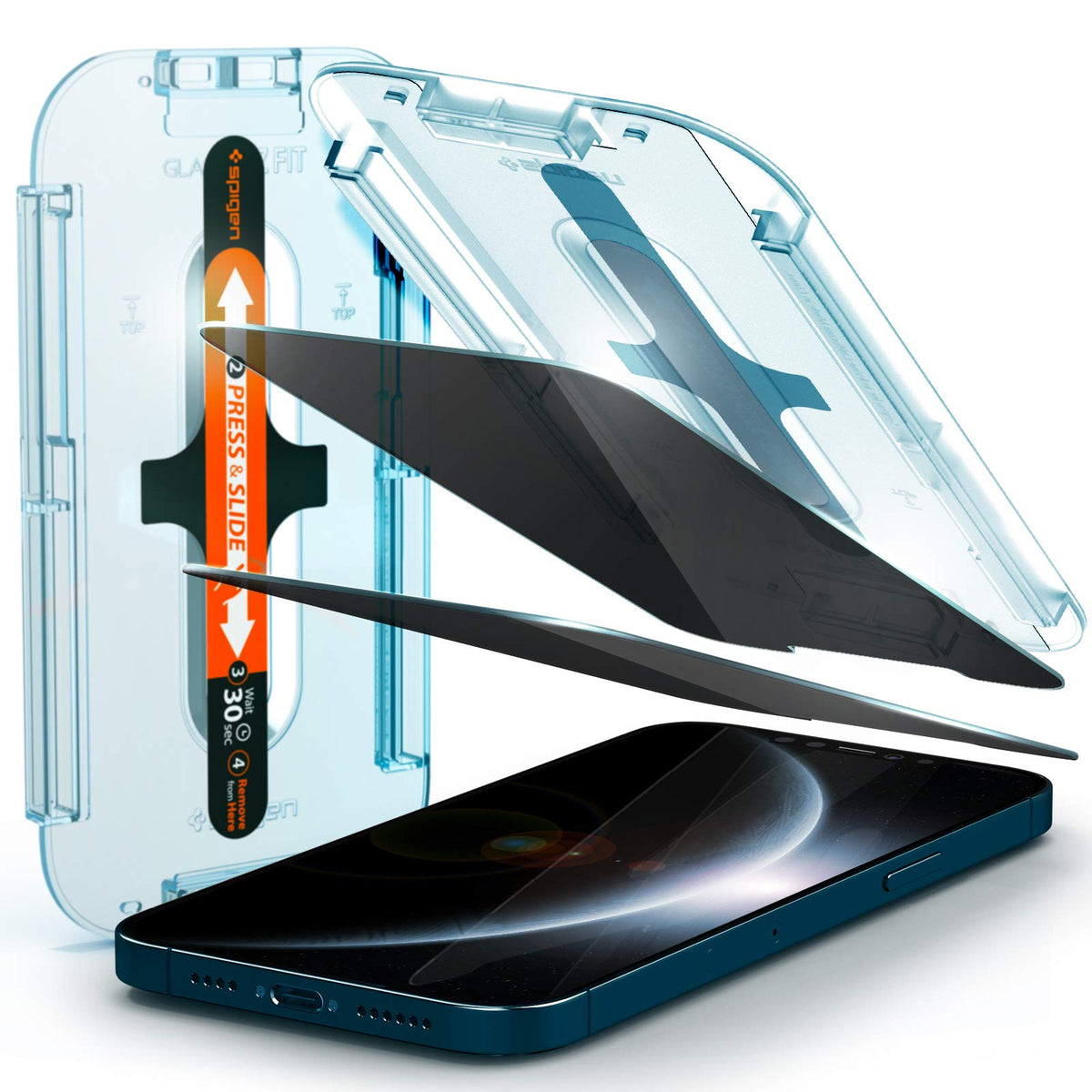Spigen Tempered Glass Screen Protector Glastr Ez Fit  Privacy] Designed For Iphone 12 Pro Max   2 Pack