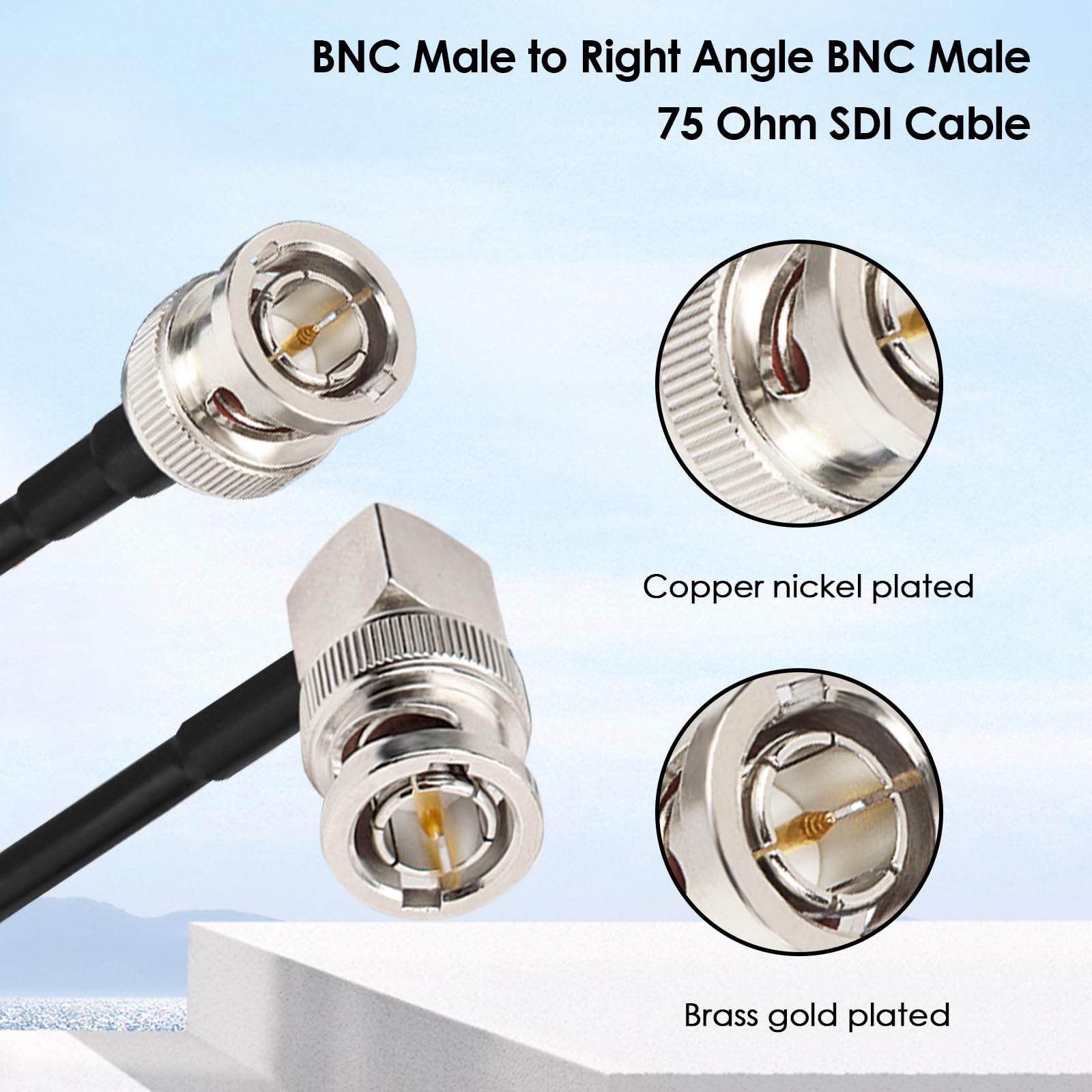 Xrds  Rf Sdi Cable 10Ft, Flexible Bnc To Bnc Right Angle Video Cable 75 Ohm Rg179 Bnc Male Extension Cable For 3G/6G Hd Sdi Came