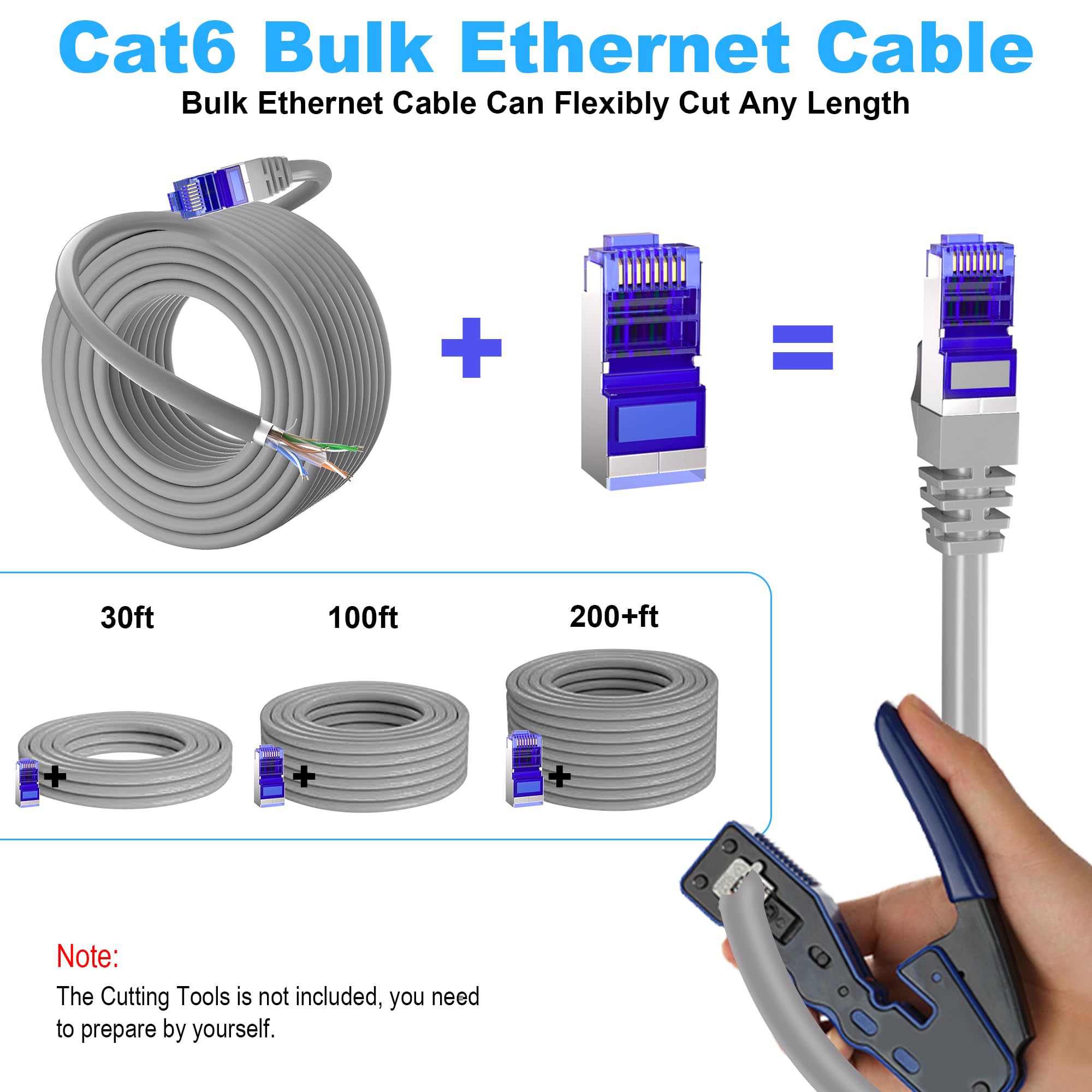 Ethernet Cable 250Ft, Cat 6 Cable Outdoor &Indoor Ftp Shielded Ethernet Cable, 23Awg Bulk Network Cable, Direct Burial Grounded