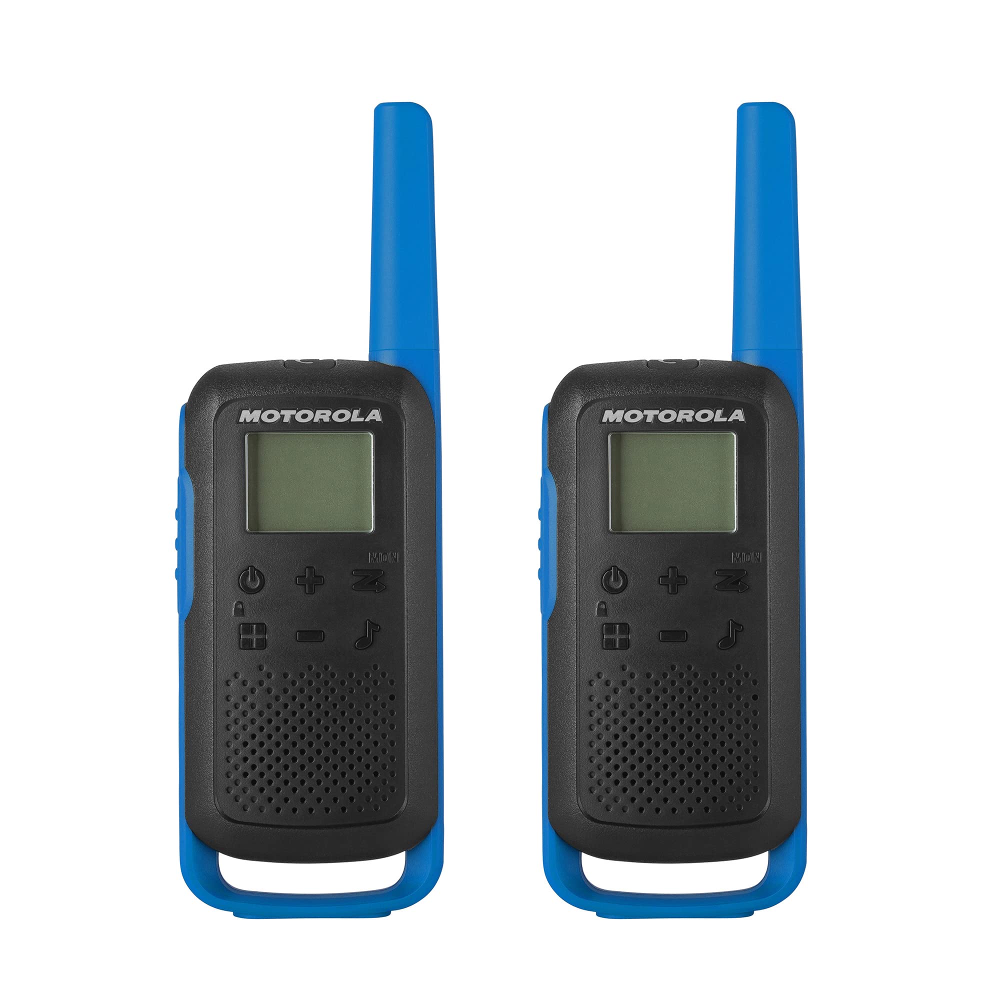 Motorola Solutions, Portable Frs, T270, Talkabout, Two Way Radios, Rechargeable, 22 Channel, 25 Mile, Black W/Blue, 2 Pack