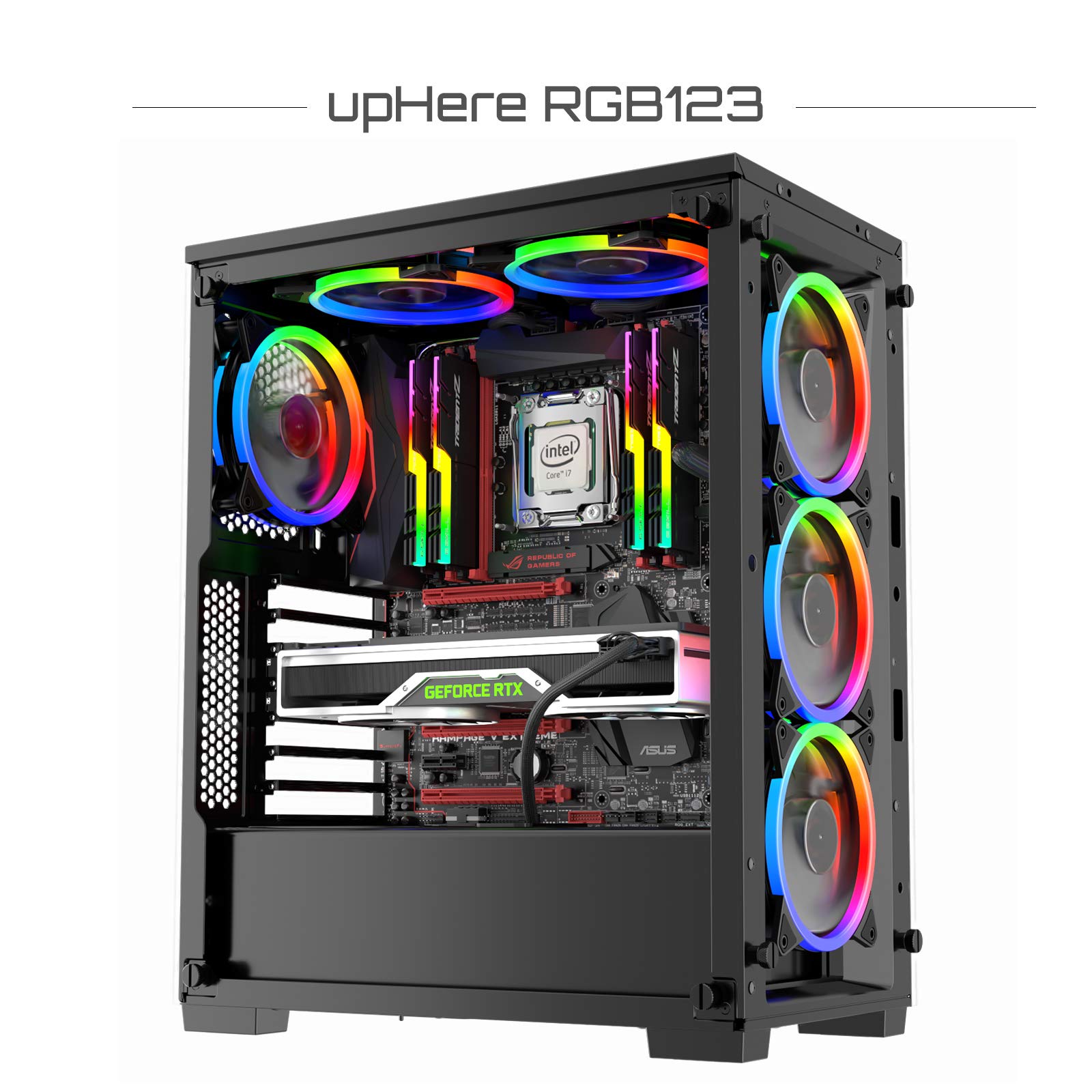 Uphere 120Mm Rgb Case Fan Fan,Quiet Edition High Airflow Led Case Fan For Pc Cases 3 Pack,Rgb123 3