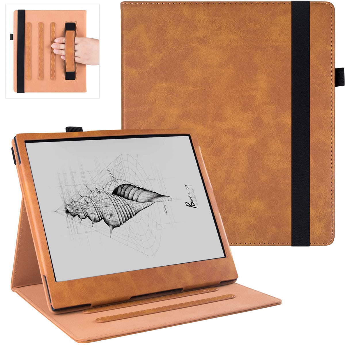 Bozhuorui Stand Case For 10.3'' Boox Note Air4 C/Boox Note Air3 C/W Tablet   Premium Pu Leather Protective Sleeve Cover With Han