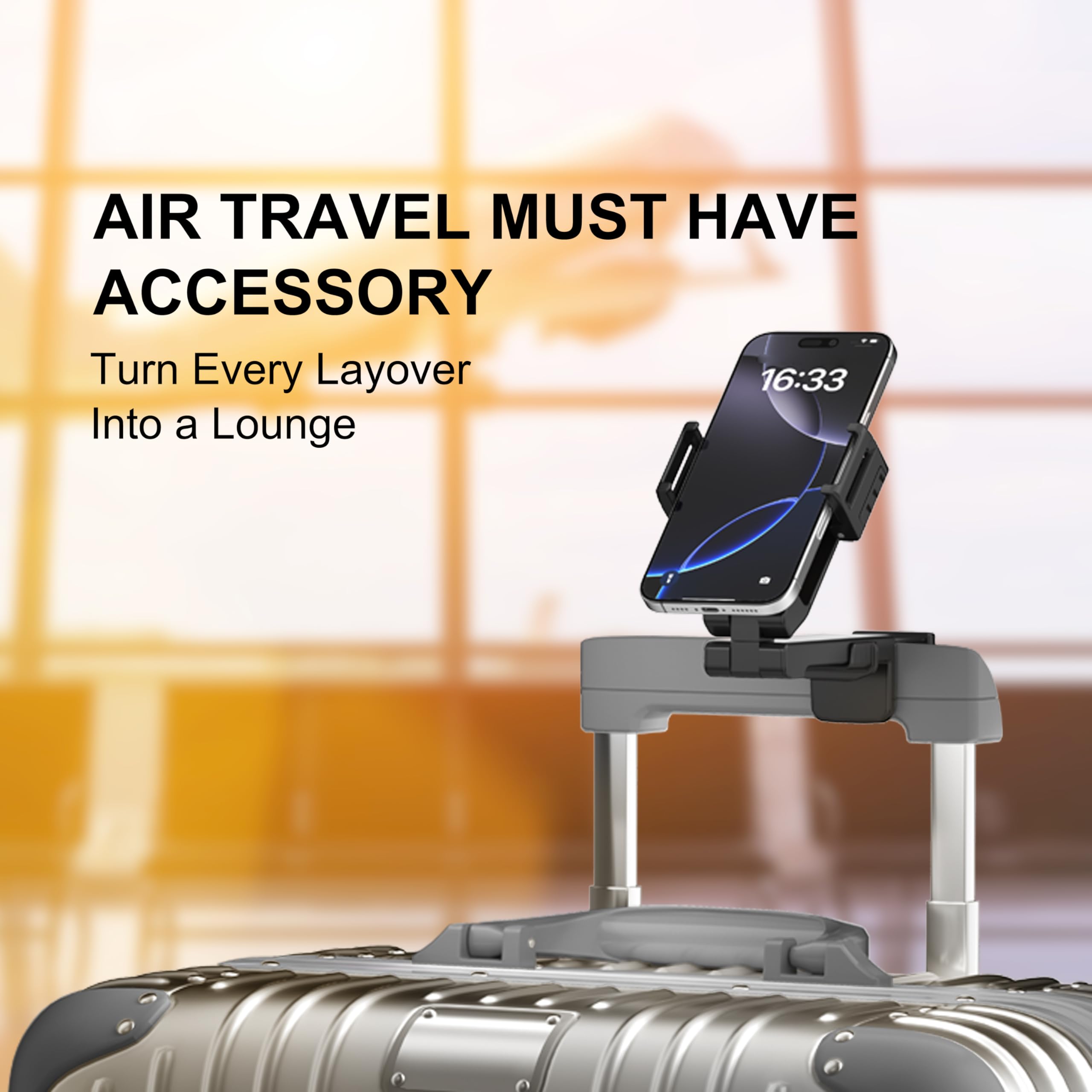 Perilogics 2025 Upgraded Travel Essentials Must Haves Airplane Phone Holder Mount. Improved Ergonomic Lever, Perfect For Long Fl