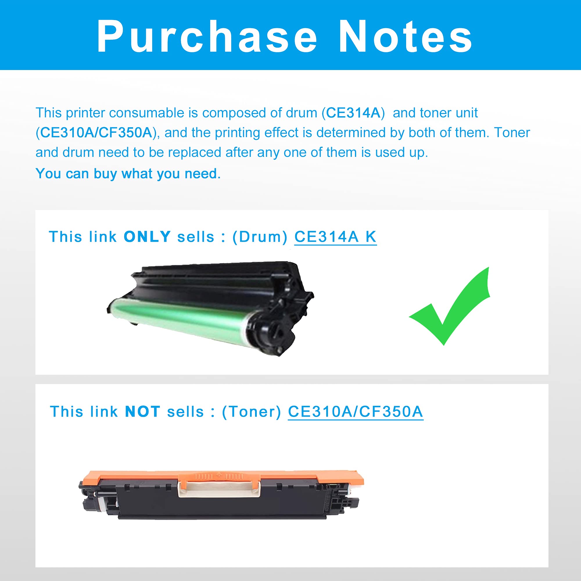 Lcl Compatible Drum Unit Replacement For Printer Hp 126A Ce314A Crg029 Laserjet Pro Cp1020 Cp1025Nw Cp1025 Laserjet 100 (1 Pack)