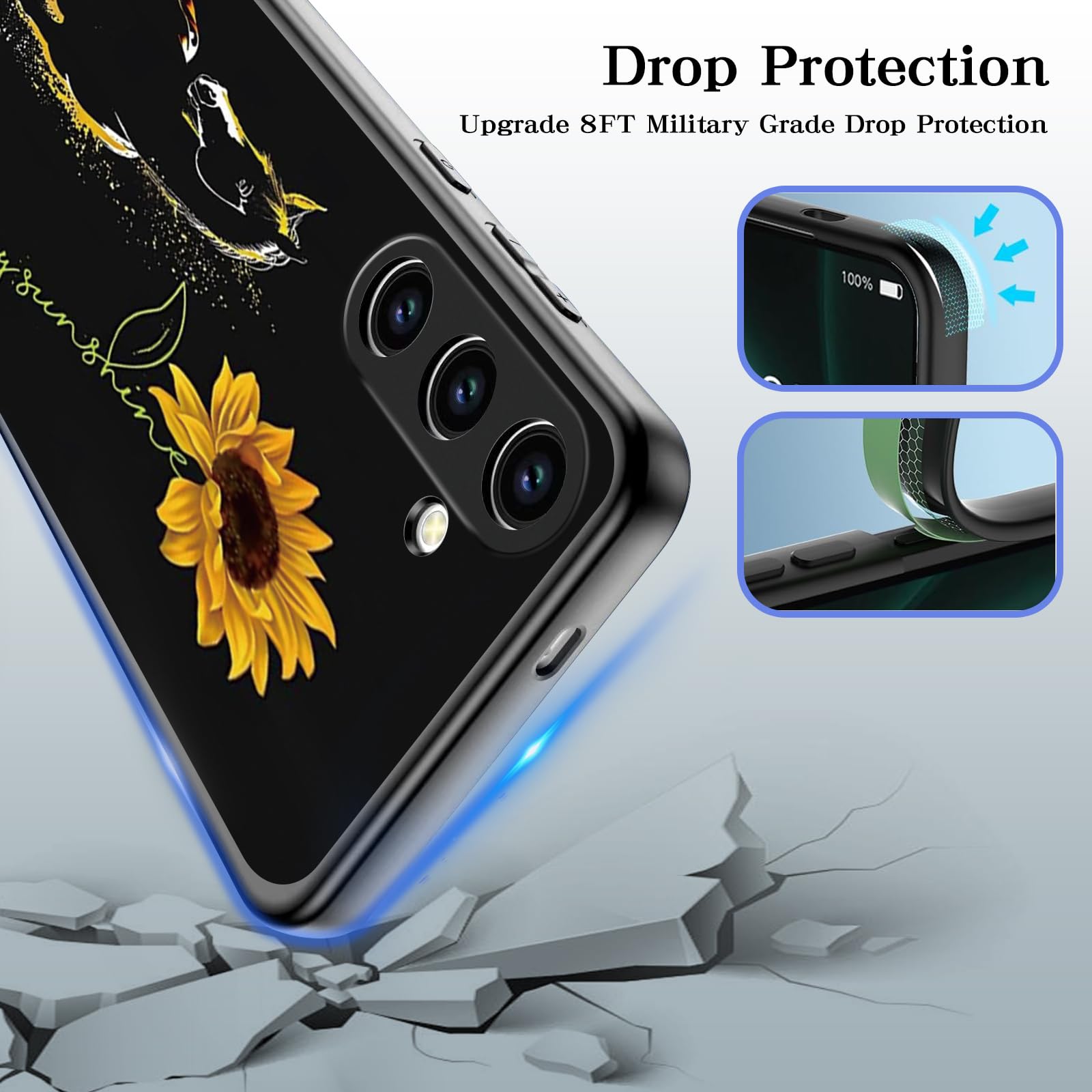 Hquszpt Case Compatiable For Samsung Galaxy S24 Fe 5G,Slim Shockproof Protective Cover For Samsung Galaxy S24 Fe 5G,Sunflower Ho