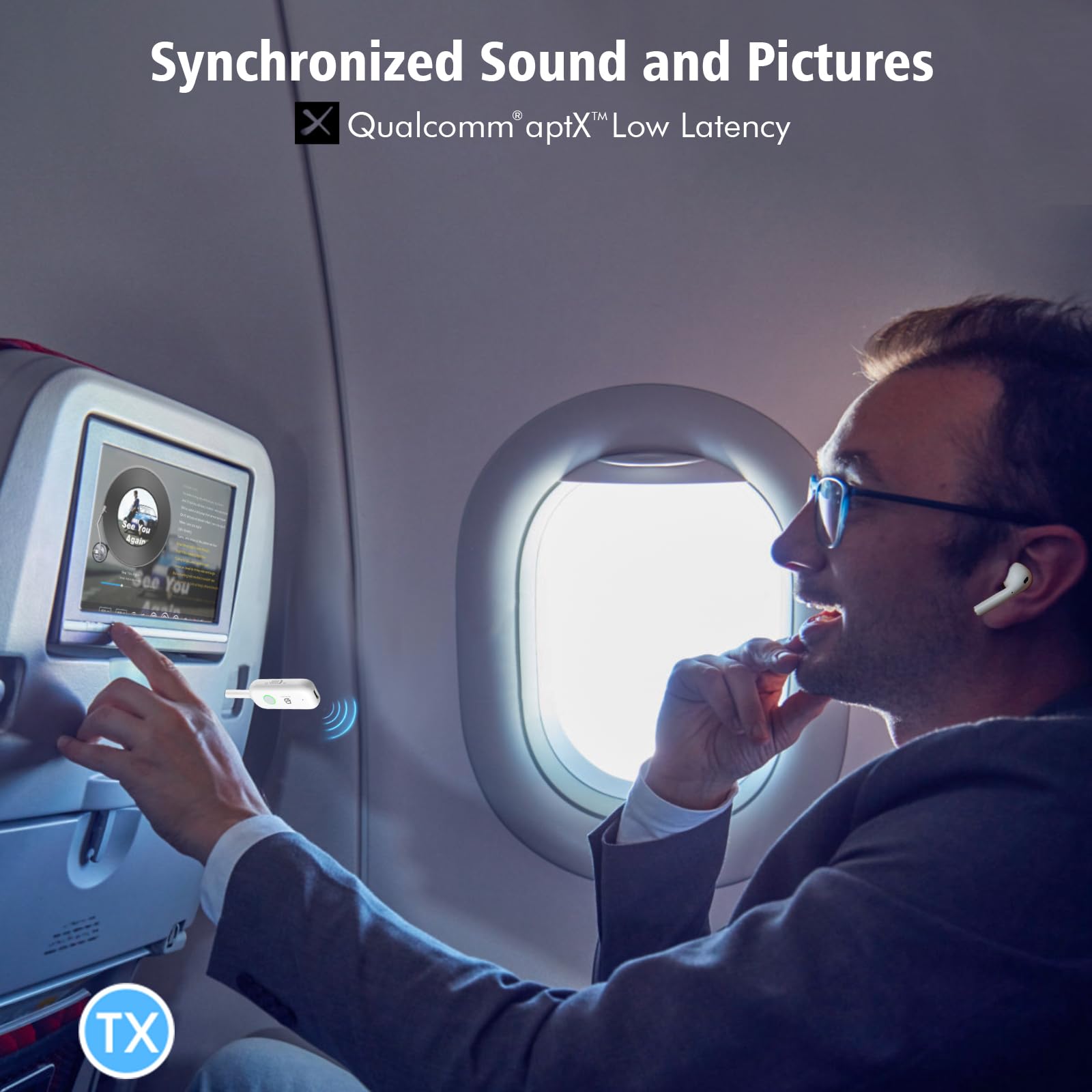 Bluetooth 5.2 Audio Transmitter Receiver For Tv To 2 Headphones, Bydiffer Wireless Dual Link 3.5Mm Jack Aptx Low Latency Aux Blu