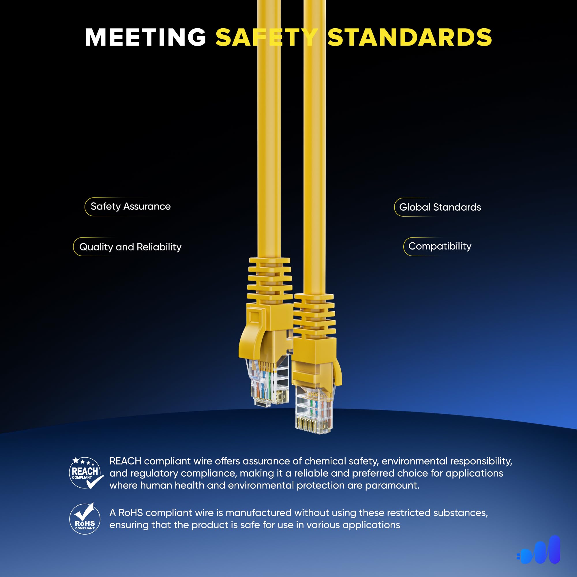 Maximm Cat 6 Ethernet Cable 20 Ft   High Speed Lan Cable, Internet Cable, Patch Cable, And Network Cable   Utp, 10Gbps, 550Mhz Ethernet Cord   Yellow