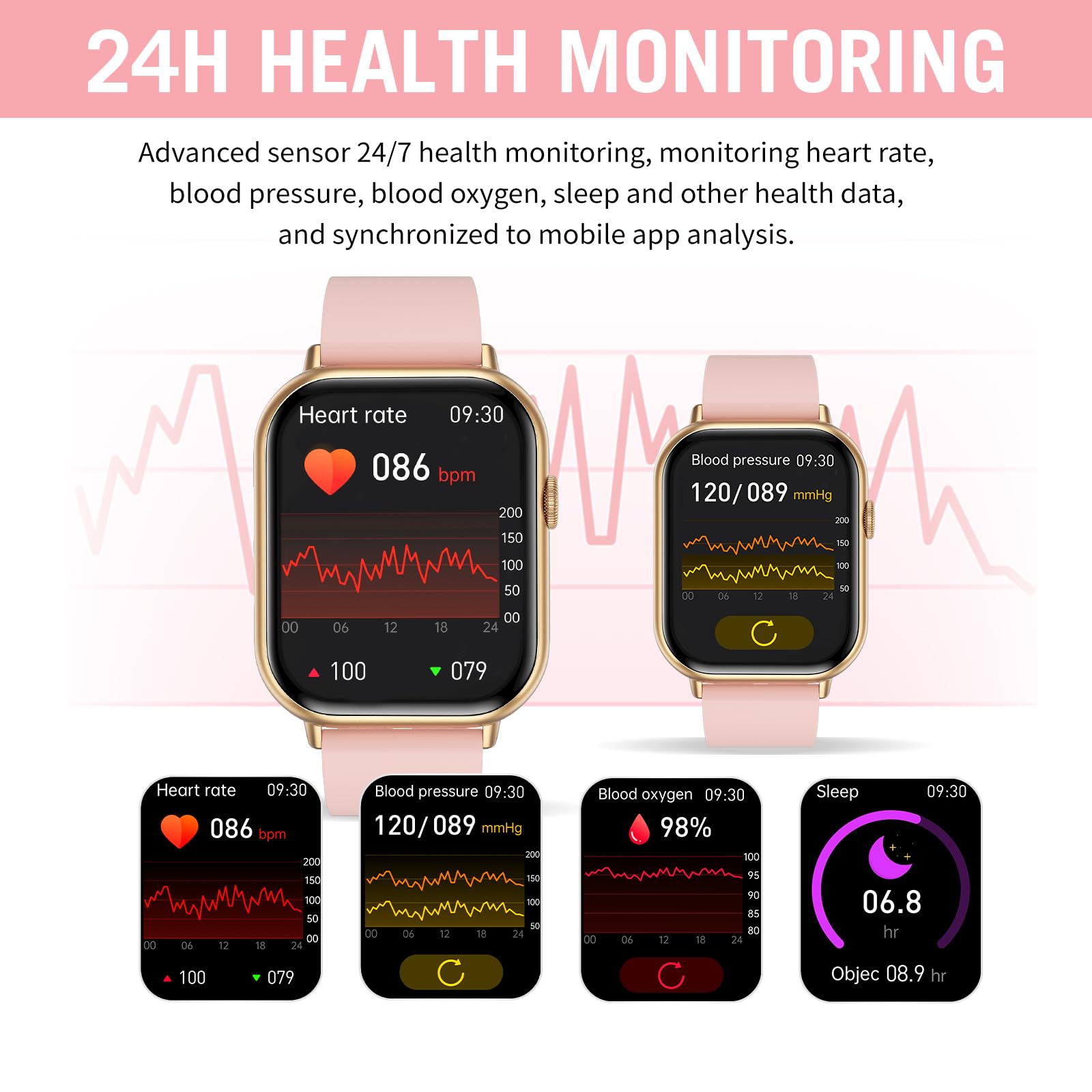 Smart Watches For Men Women (Answer/Make Call), 2.01 Hd Screen Fitness Tracker Watch With Blood Pressure/Heart Rate/Sleep Monito