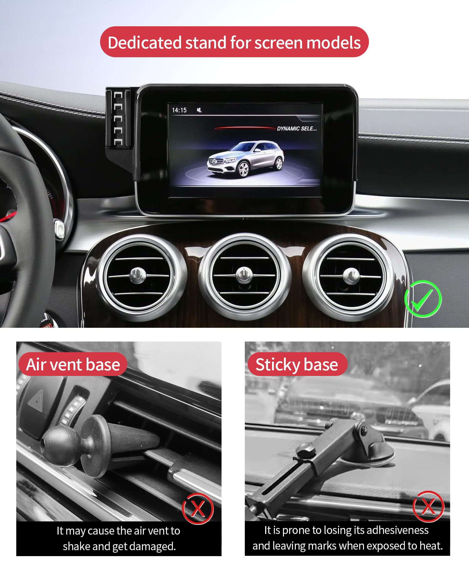 Masergogo Wireless Charging Car Phone Holder For Mercedes Benz Glc-Class 2016-2019/C-Class 2015-2018 Accessories 7 Inch Screen F