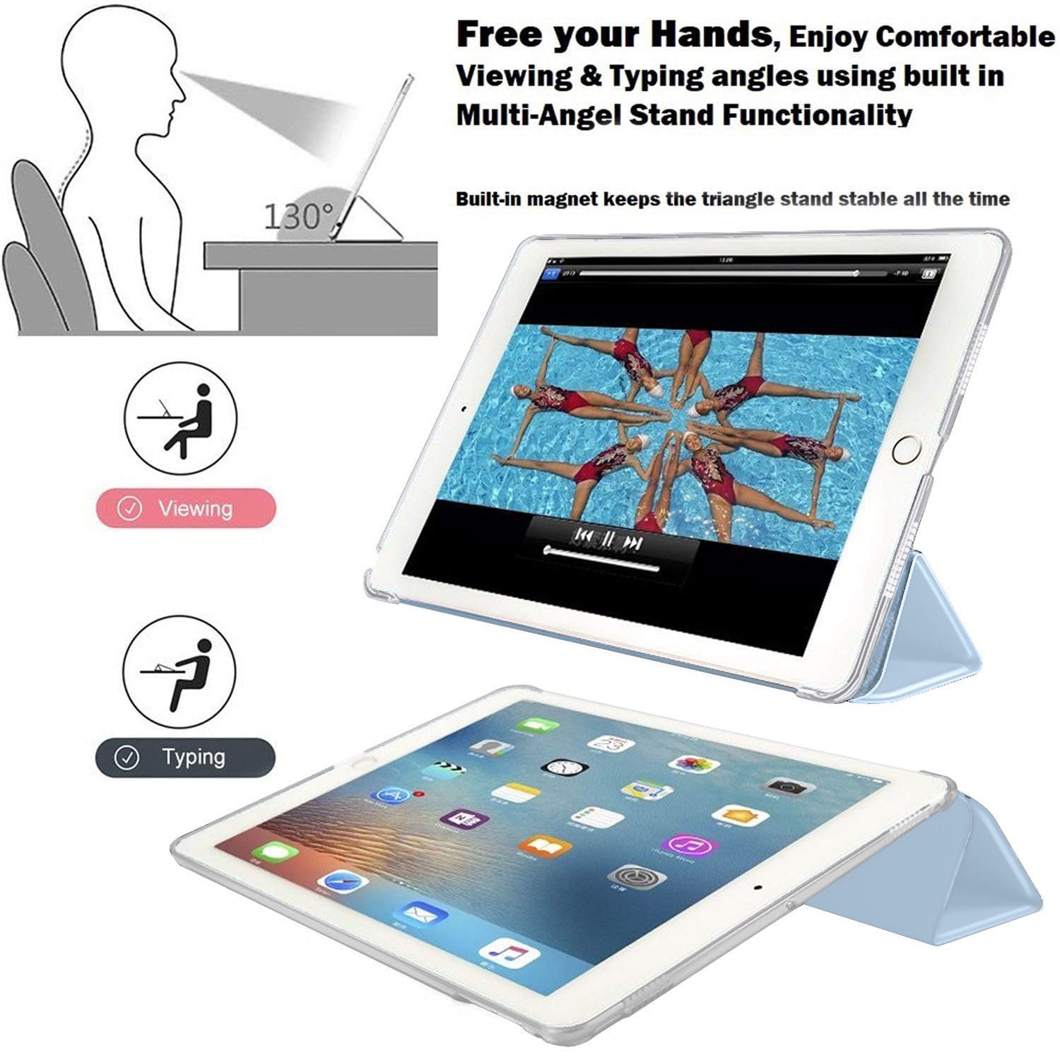 Durasafe Cases For Ipad 5 2017 / Ipad 6 2018 9.7 Inch Mp242Ll/A Mp252Ll/A Mpga2Ll/A Mrm52Ll/A Mr702Ll/A Mr6Y2Ll/A Slim Lightweig