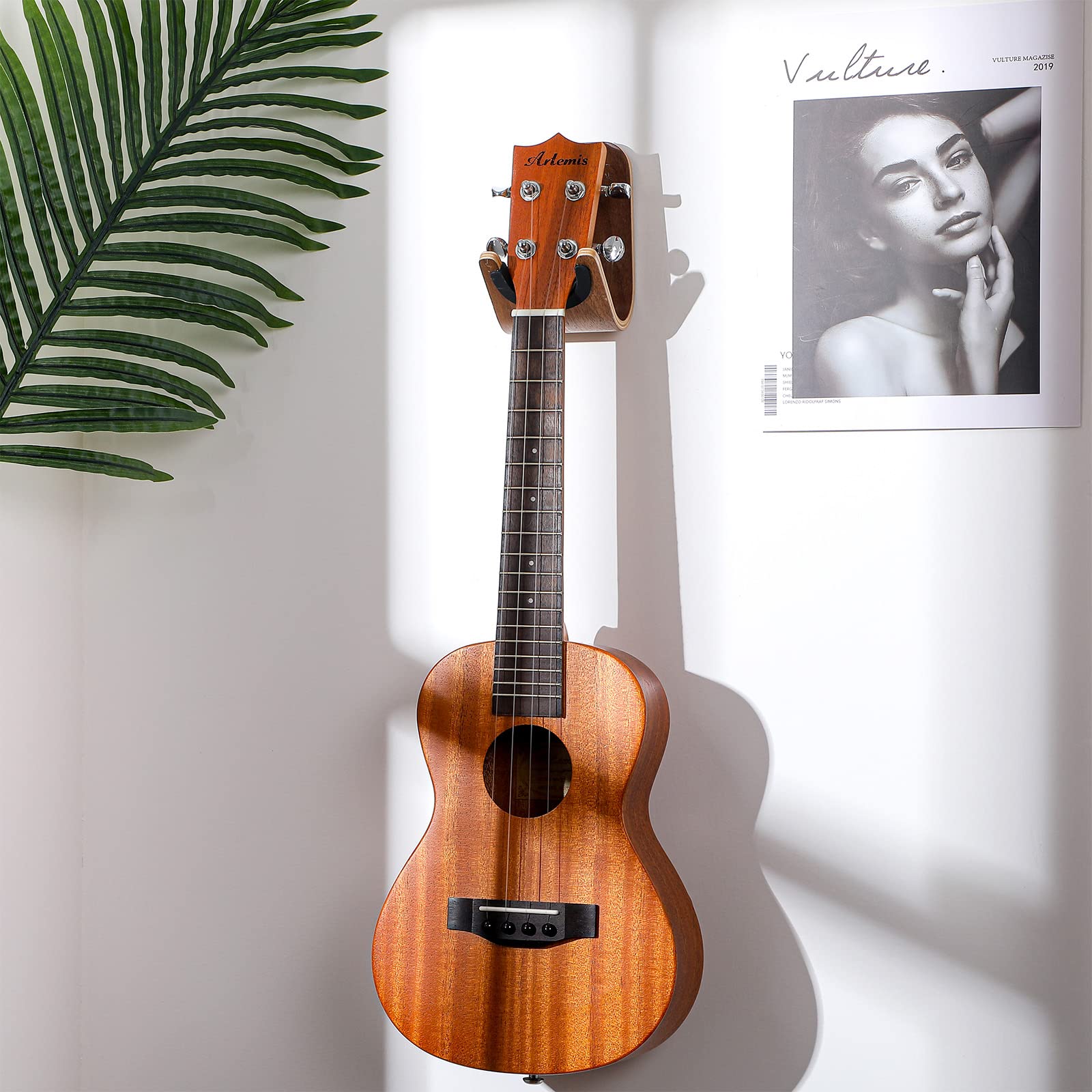 Guitar Wall Mount Holder Guitar Hanger With Pick Slot Skateboard Rack Modern Design Guitar Hook Ukulele Stand Wooden Violin Disp